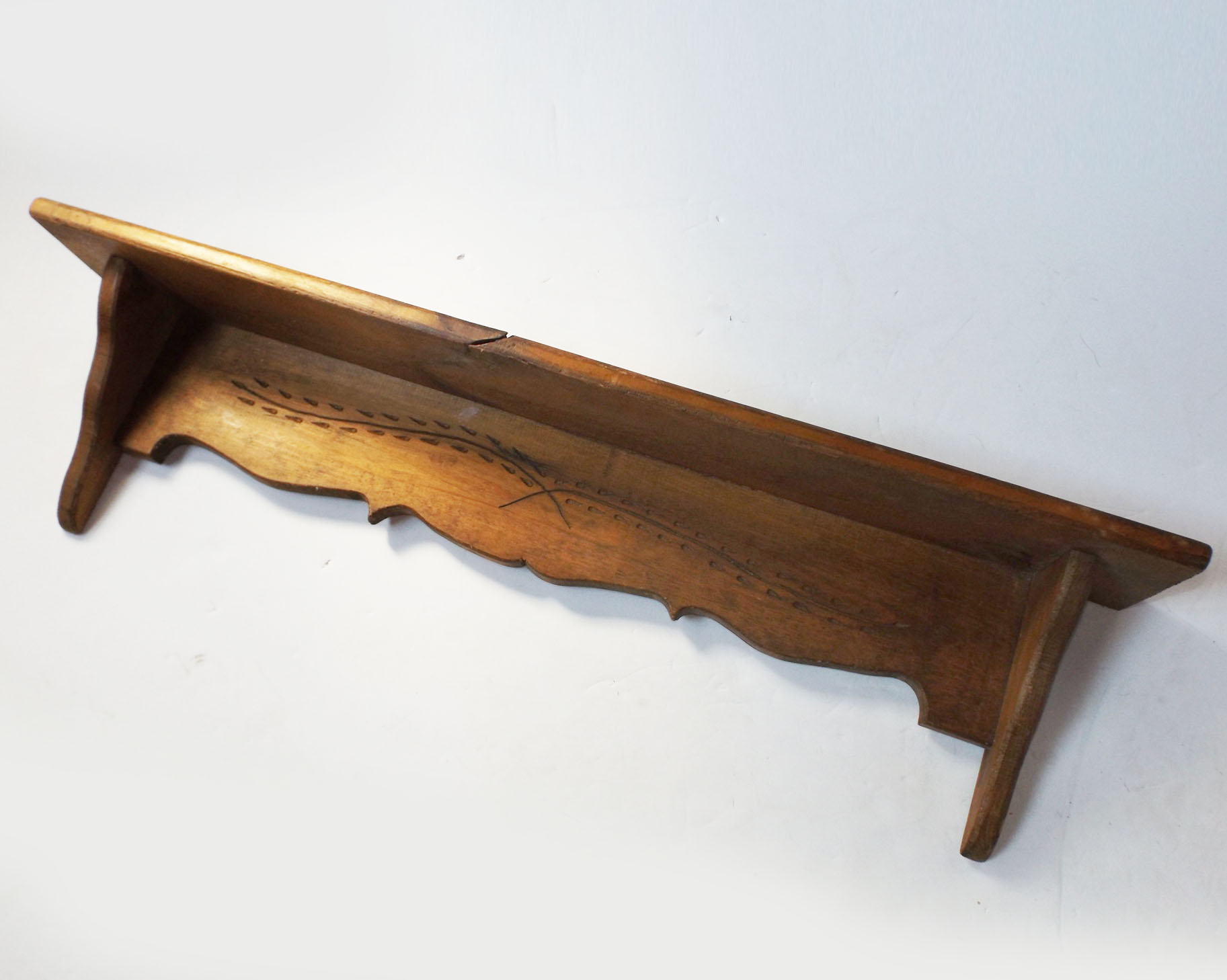Primitive Carved Pine Shelf