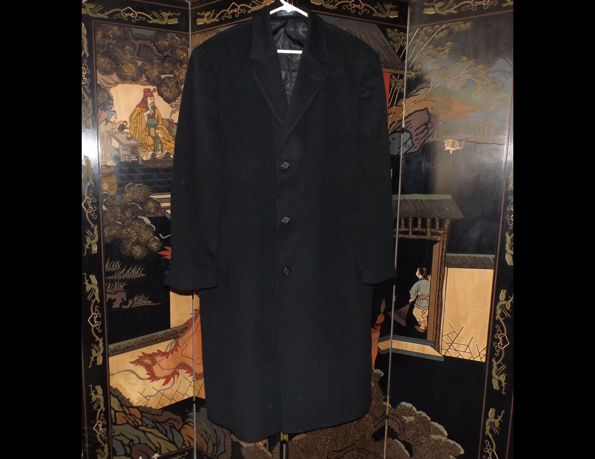 Ralph Lauren Black Wool Topcoat