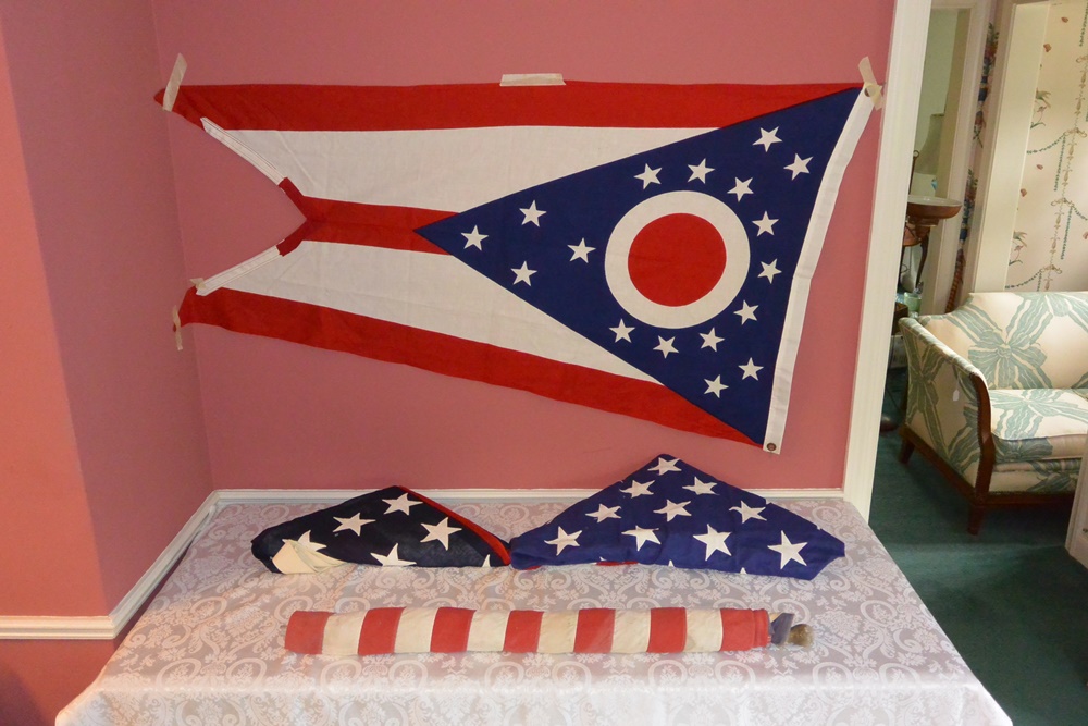 Three American Flags and One Ohio Flag