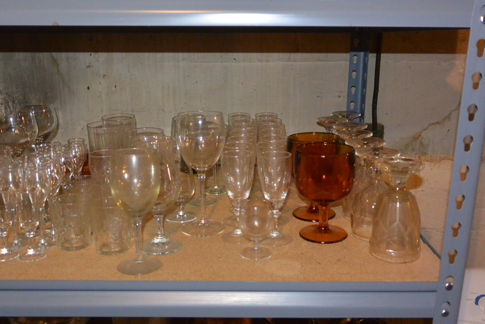 Large Lot of Drinking Glasses and Coffee Pots
