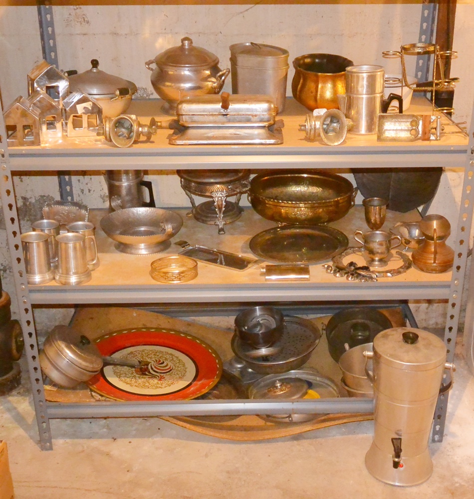 3 Shelf Lot Of Metal Kitchen Items