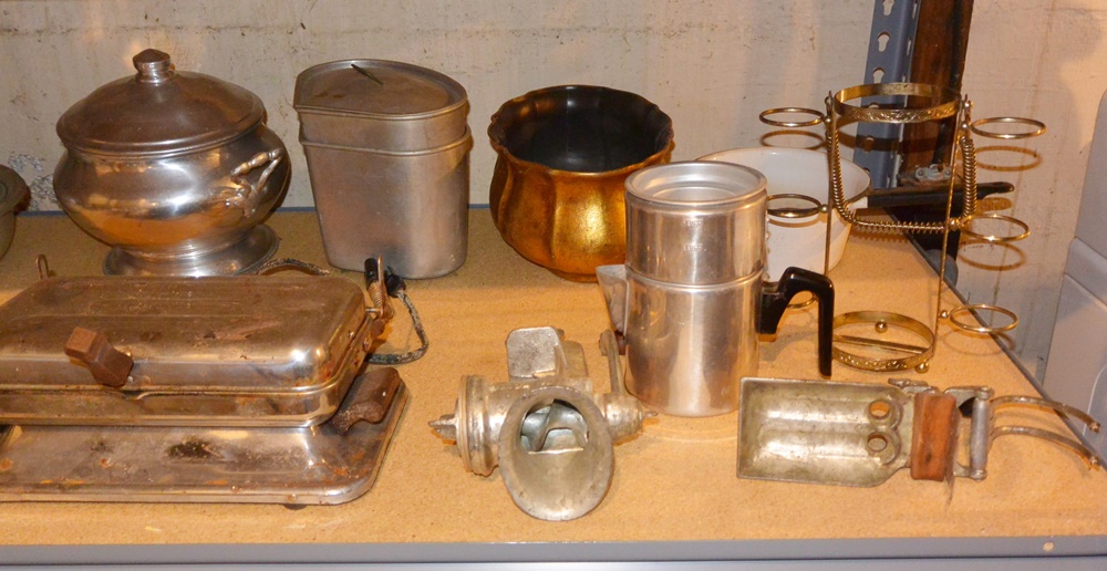 3 Shelf Lot Of Metal Kitchen Items