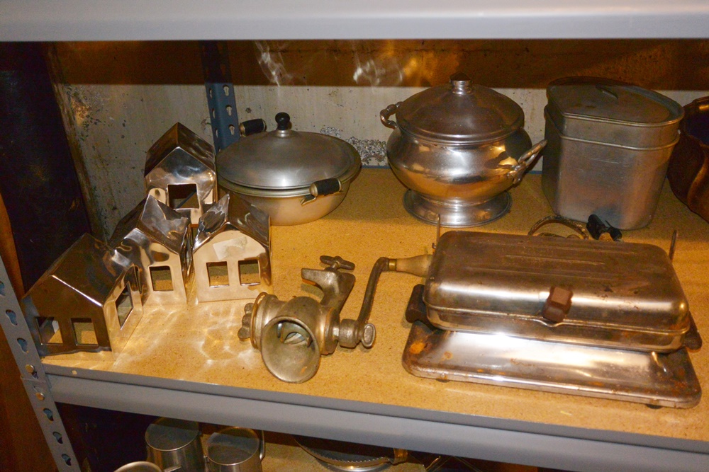 3 Shelf Lot Of Metal Kitchen Items