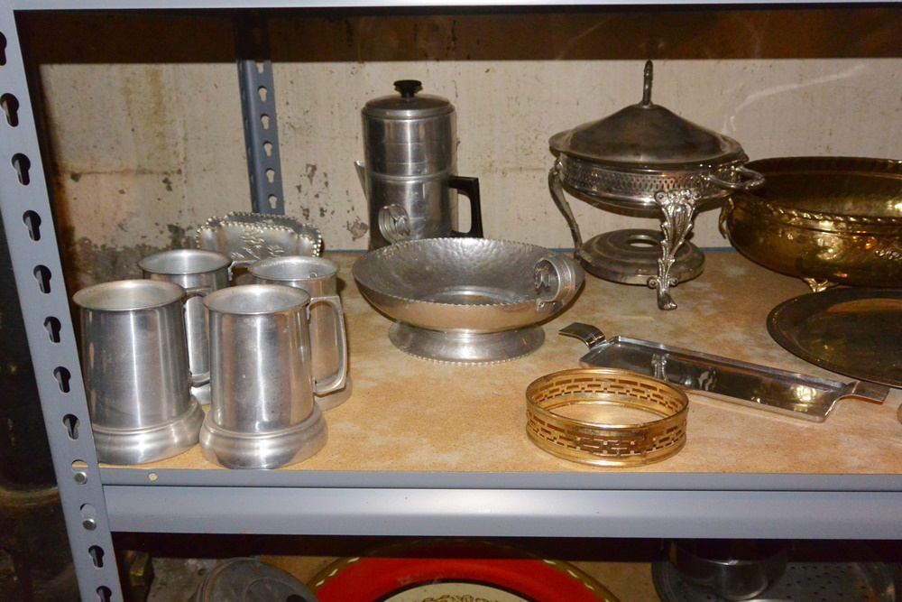 3 Shelf Lot Of Metal Kitchen Items