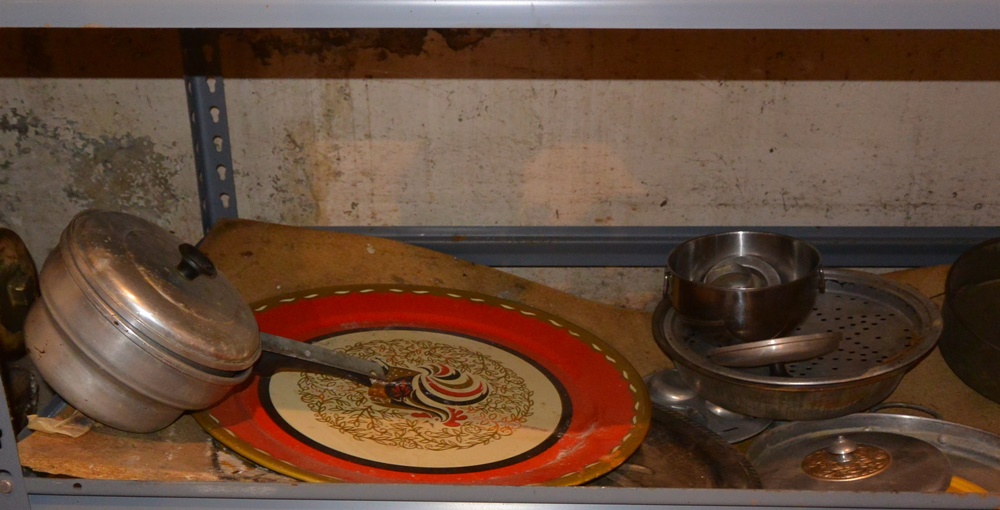 3 Shelf Lot Of Metal Kitchen Items