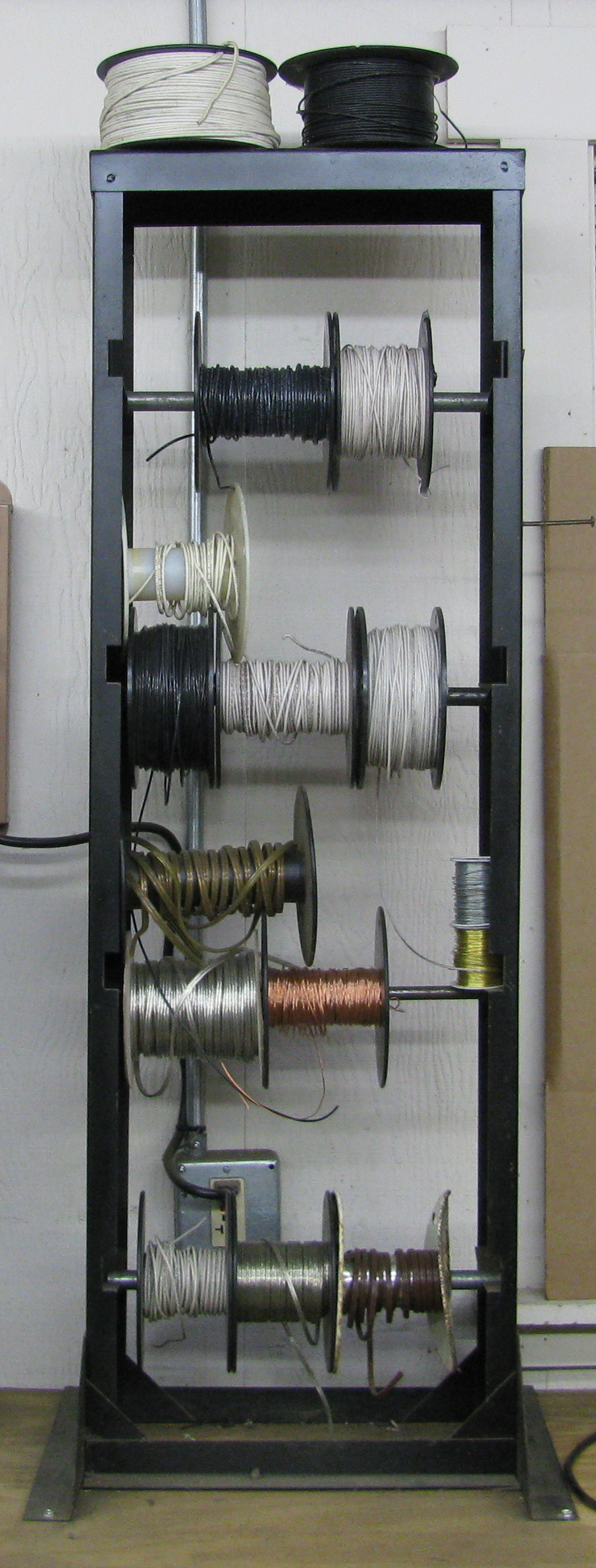 Industrial Spool Storage Rack with Electrical Wire
