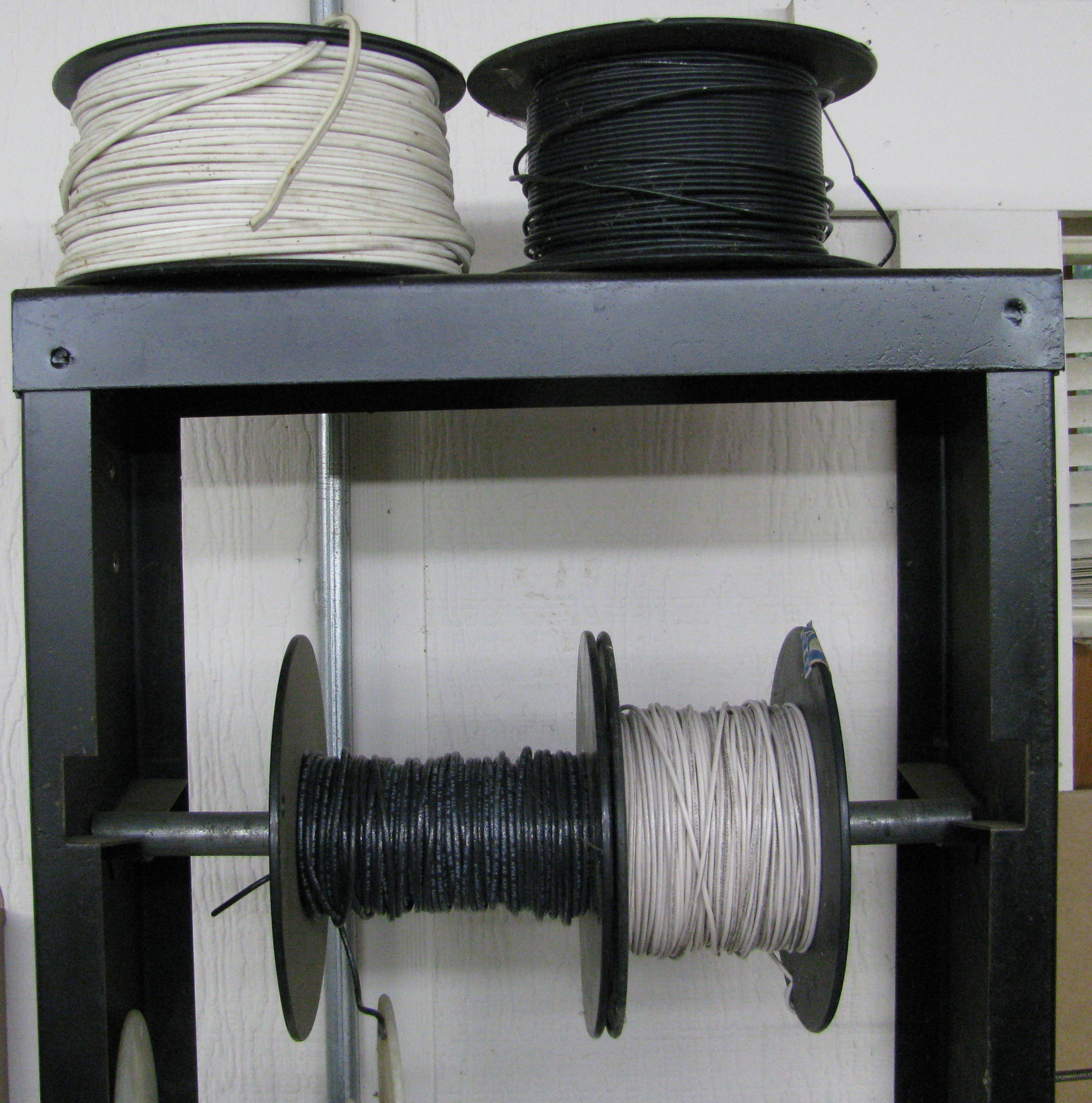 Industrial Spool Storage Rack with Electrical Wire
