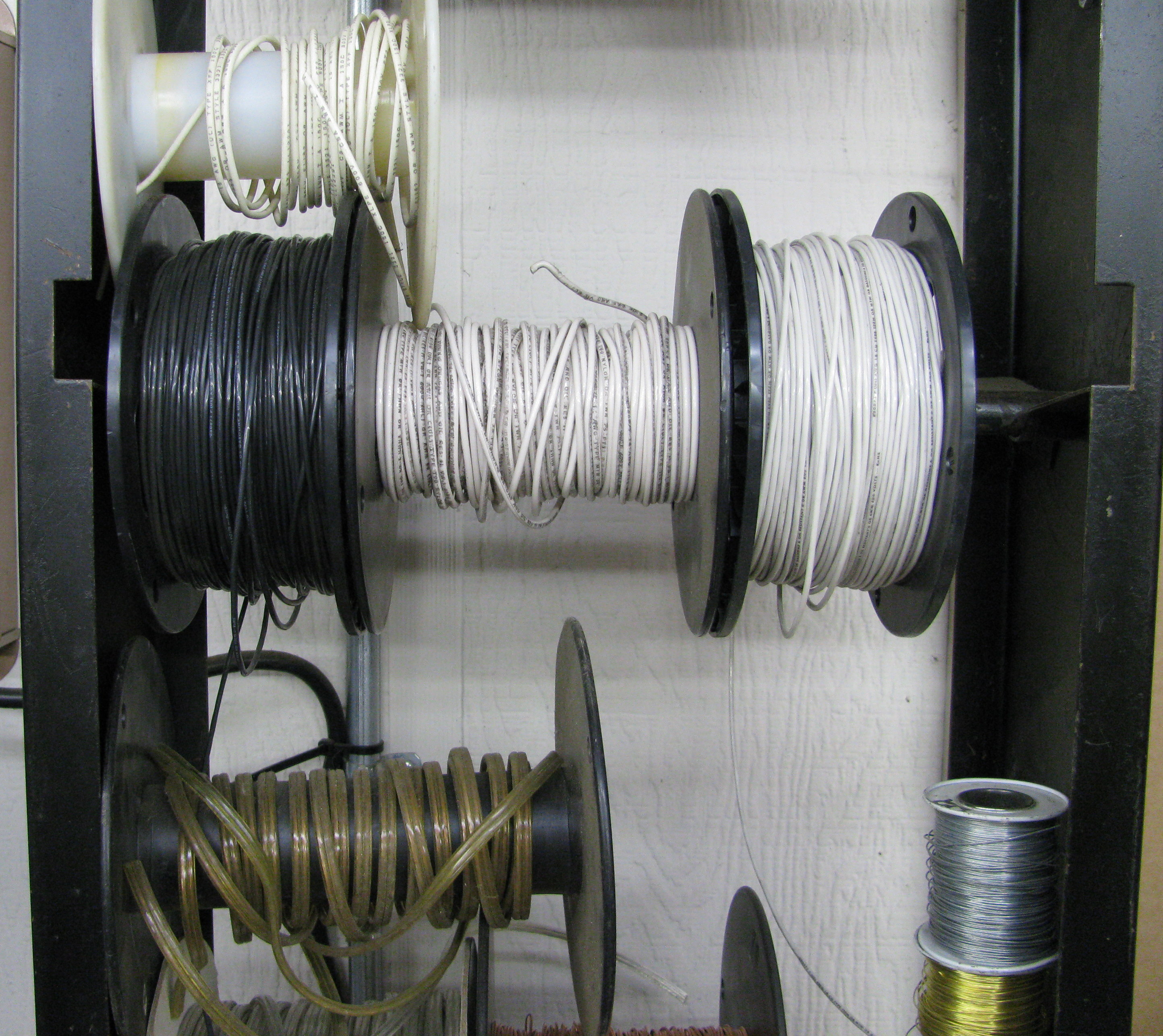 Industrial Spool Storage Rack with Electrical Wire