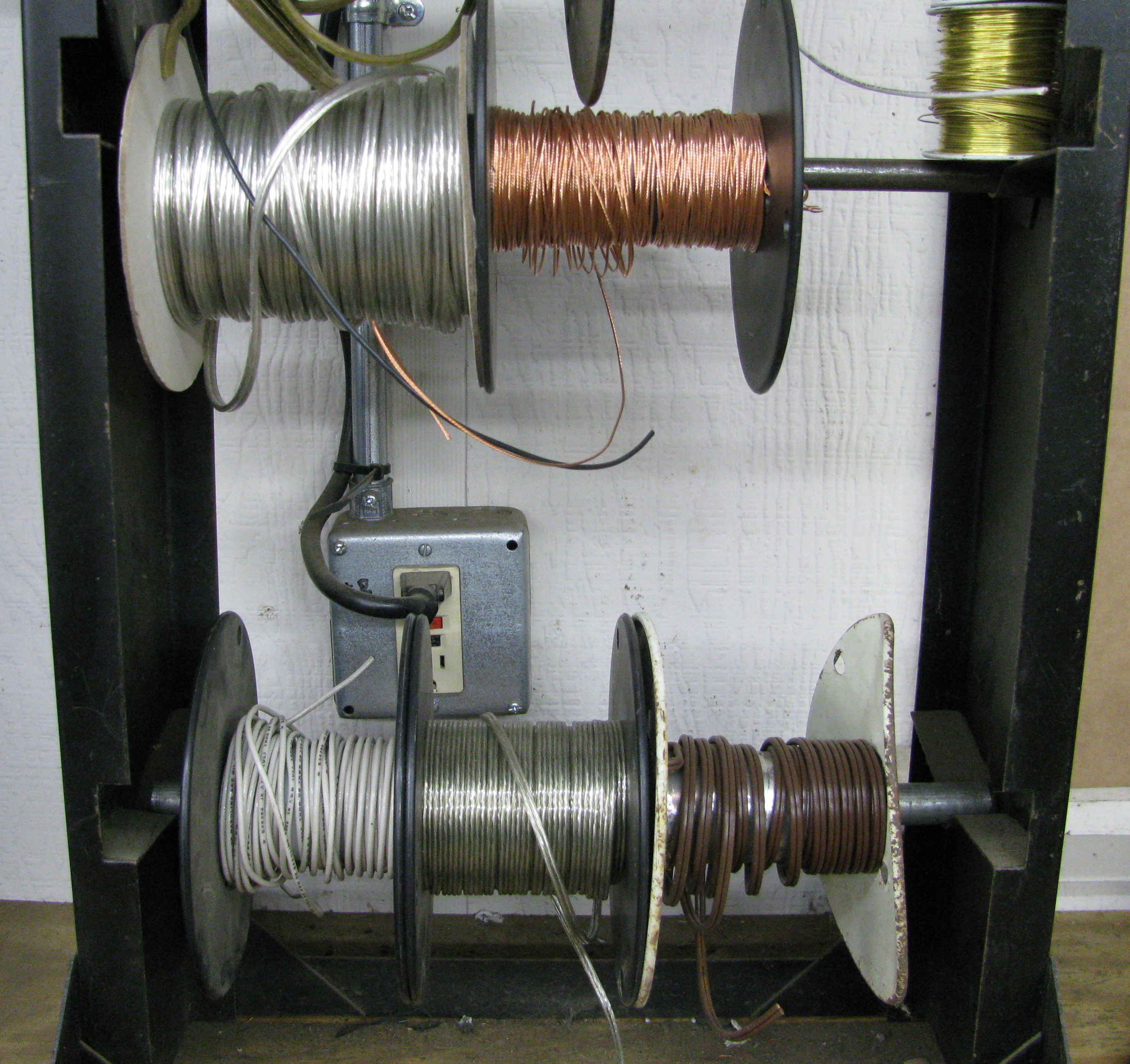 Industrial Spool Storage Rack with Electrical Wire