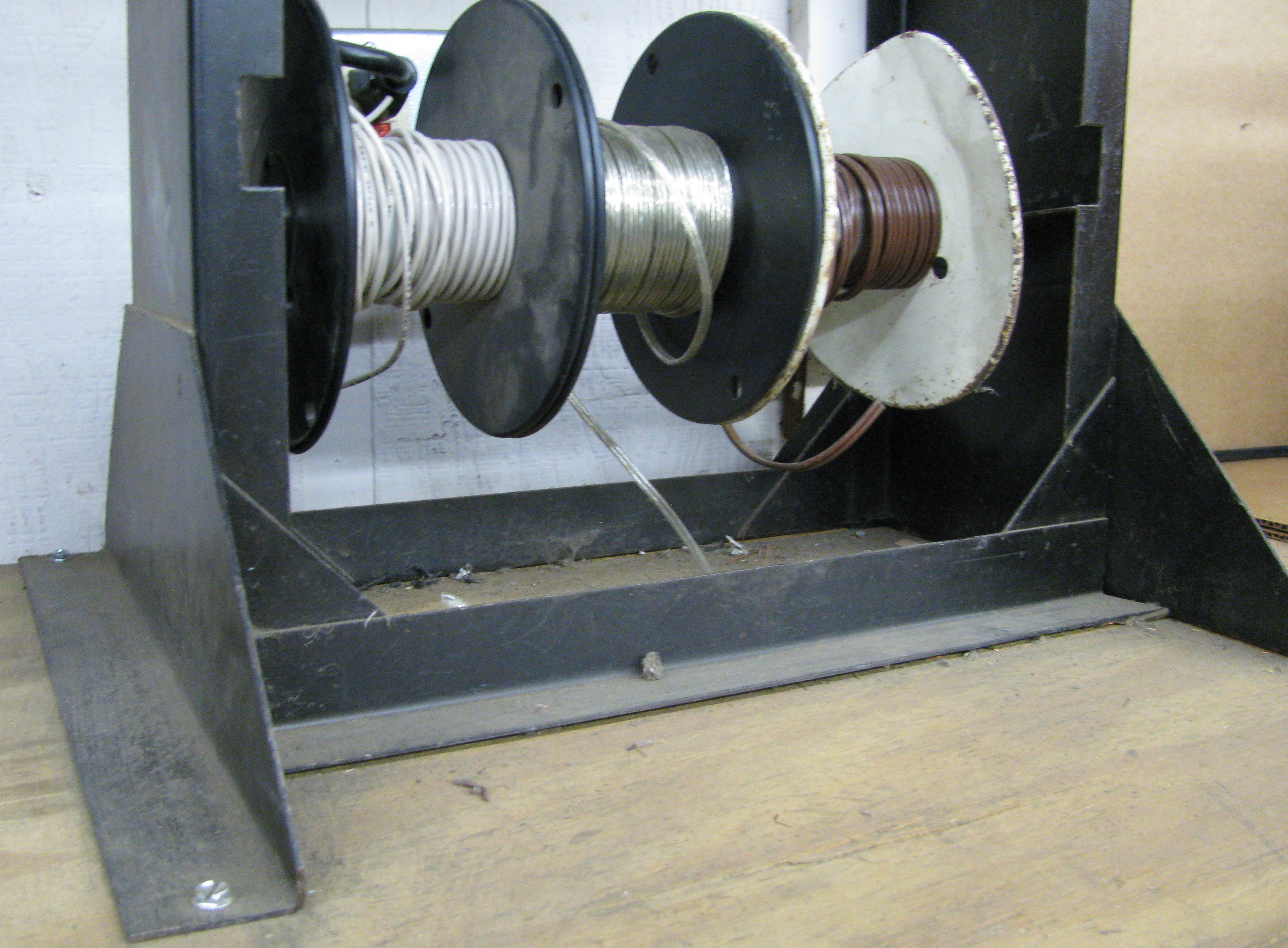 Industrial Spool Storage Rack with Electrical Wire