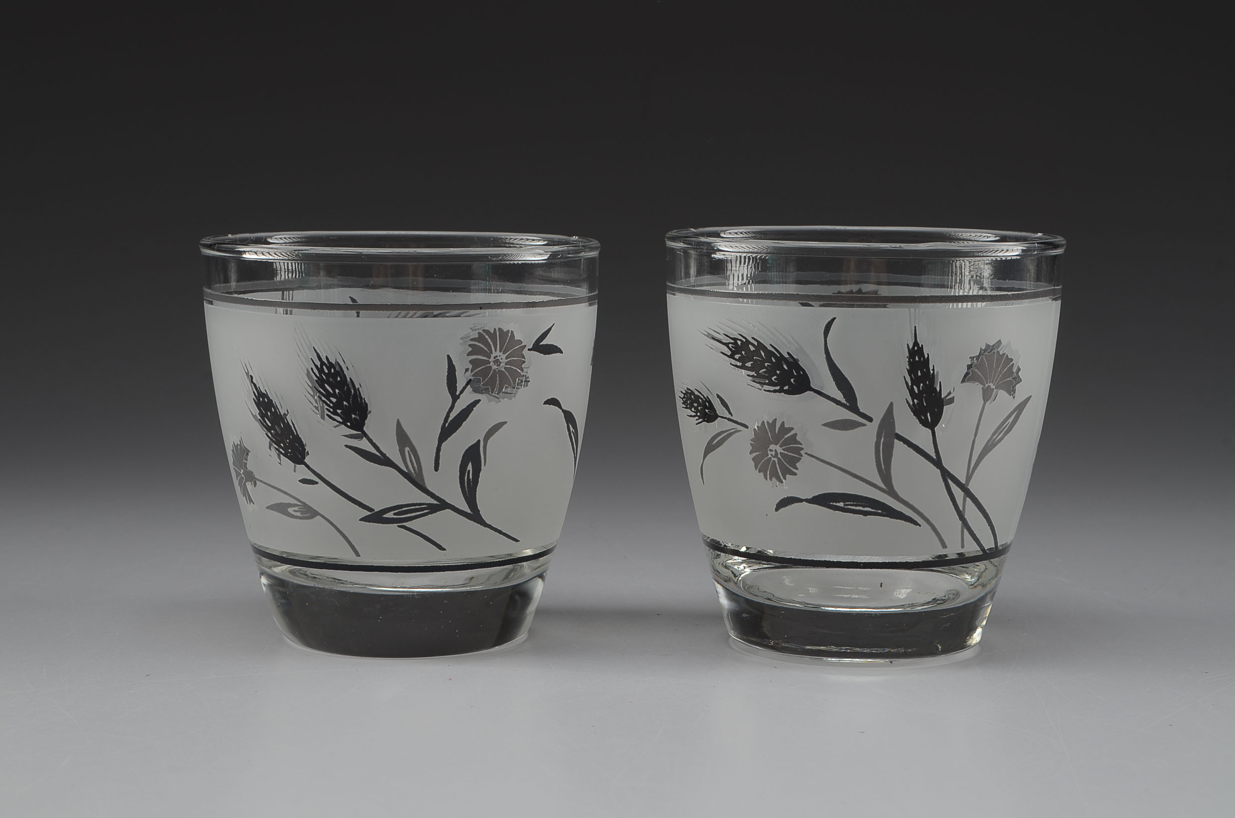 Frosted and Metallic Gold Leaf Drinking Glasses