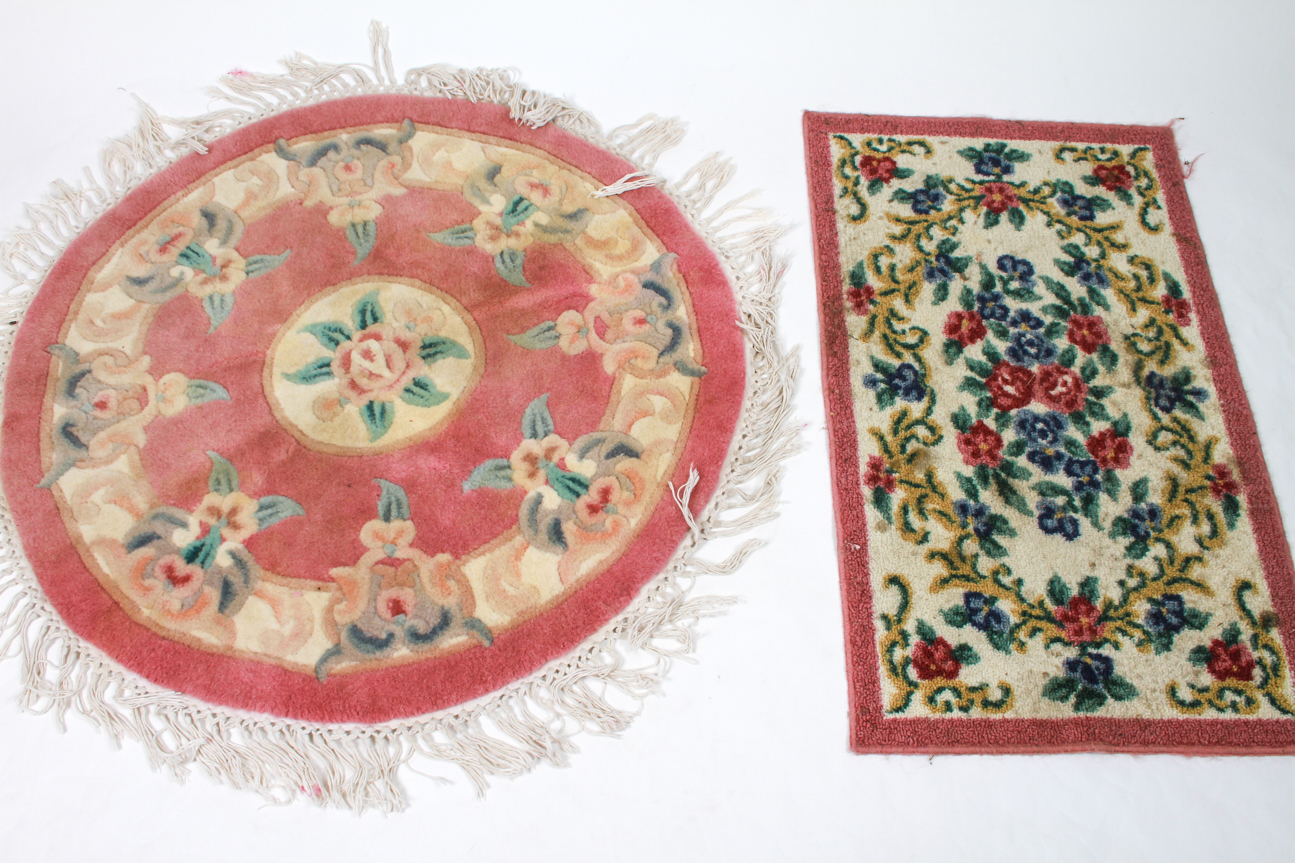 Decorative Pink Floral Area Rug Lot