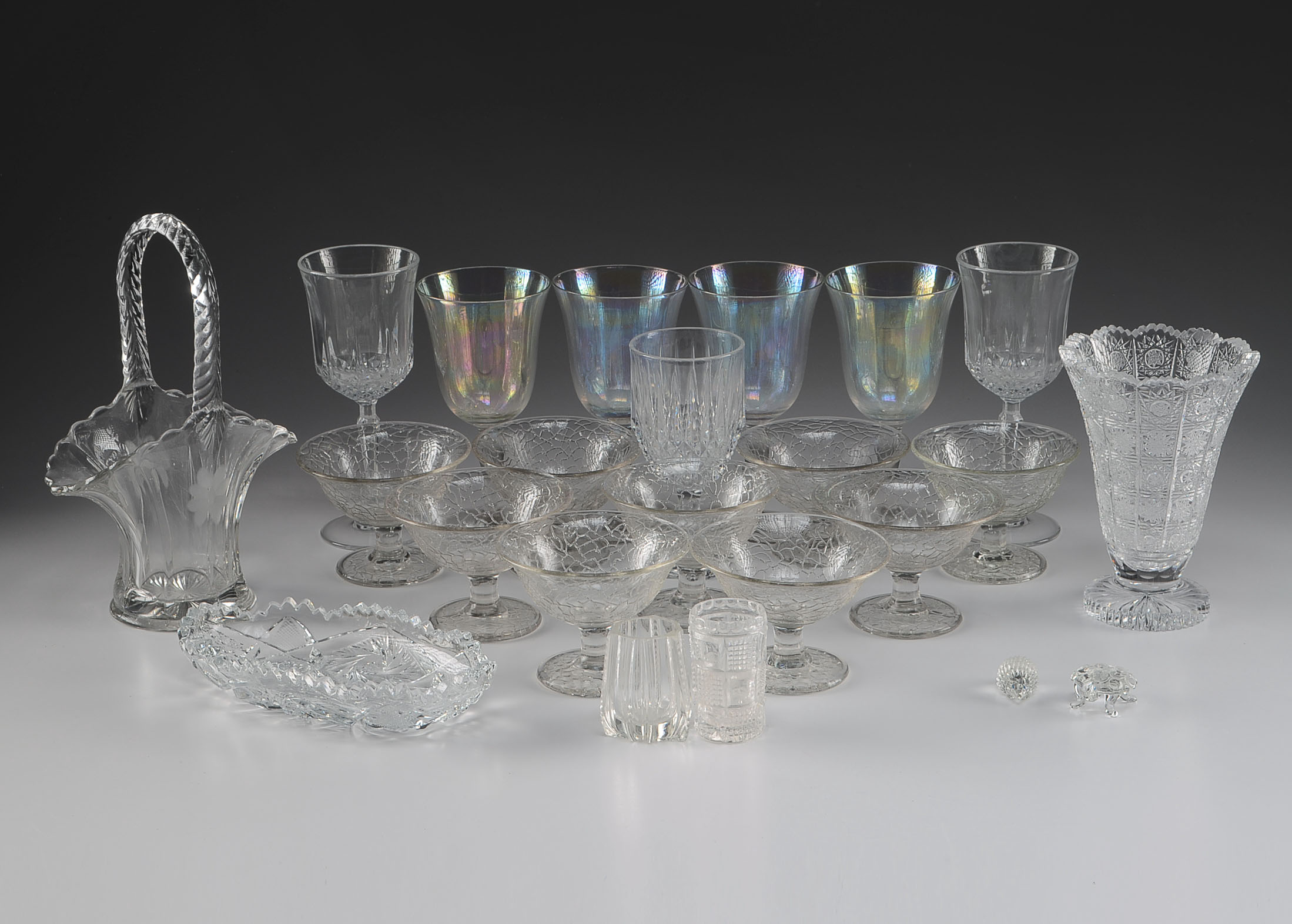 Collection of Mixed Cut Pressed and Decorative Glass