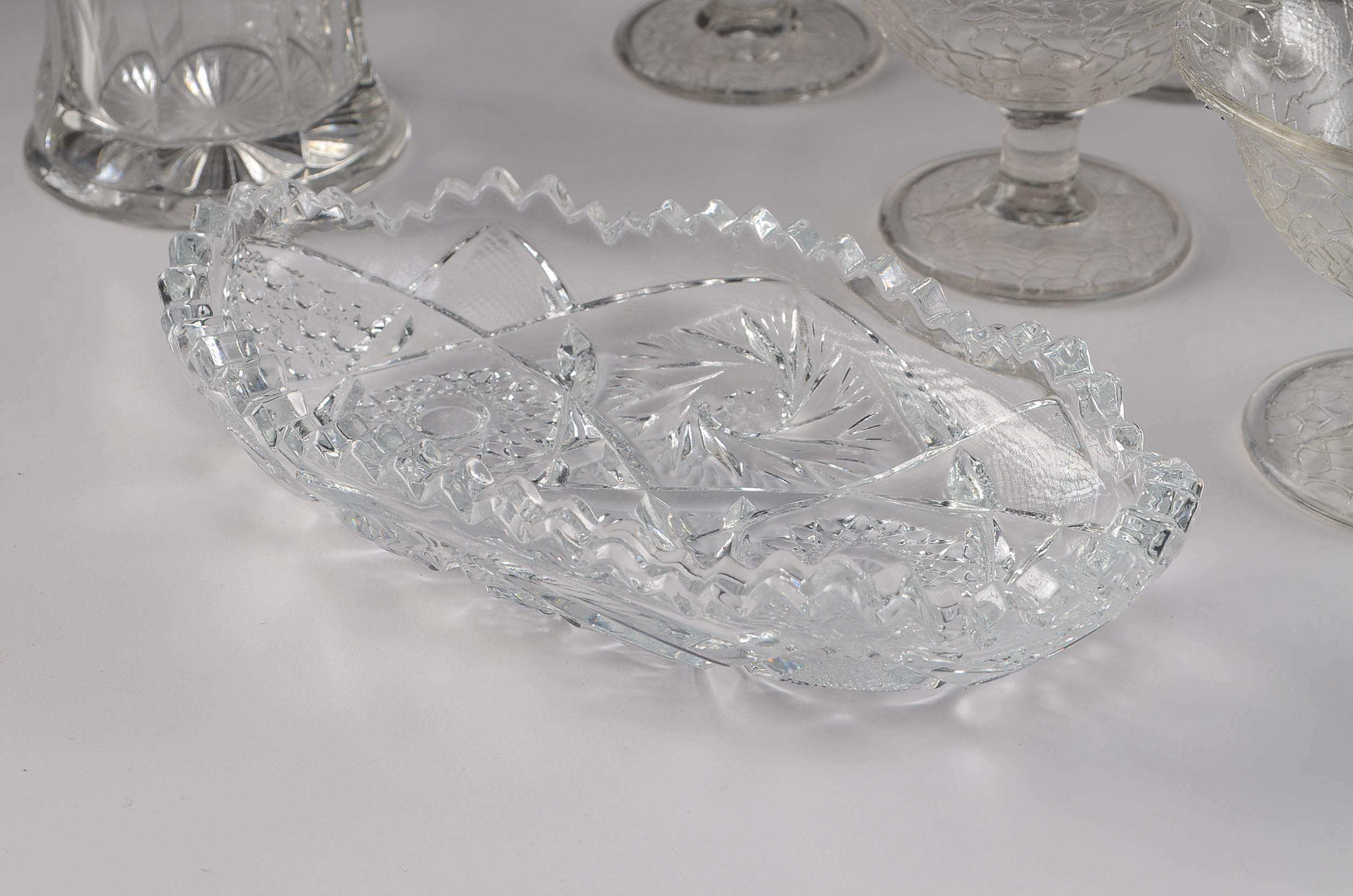 Collection of Mixed Cut Pressed and Decorative Glass