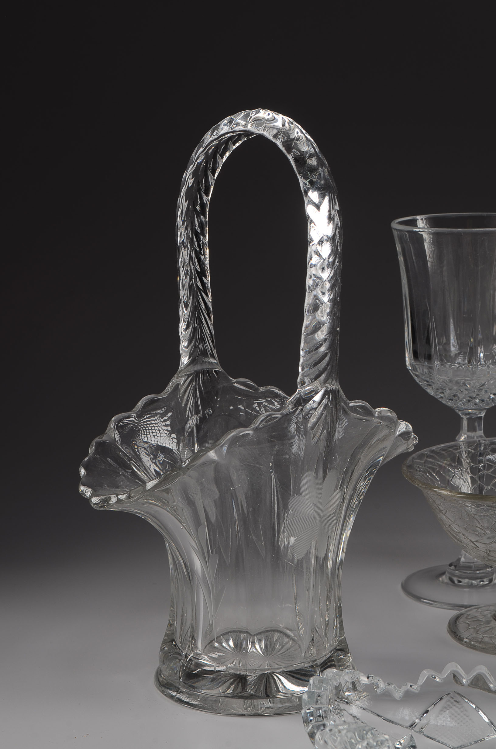 Collection of Mixed Cut Pressed and Decorative Glass