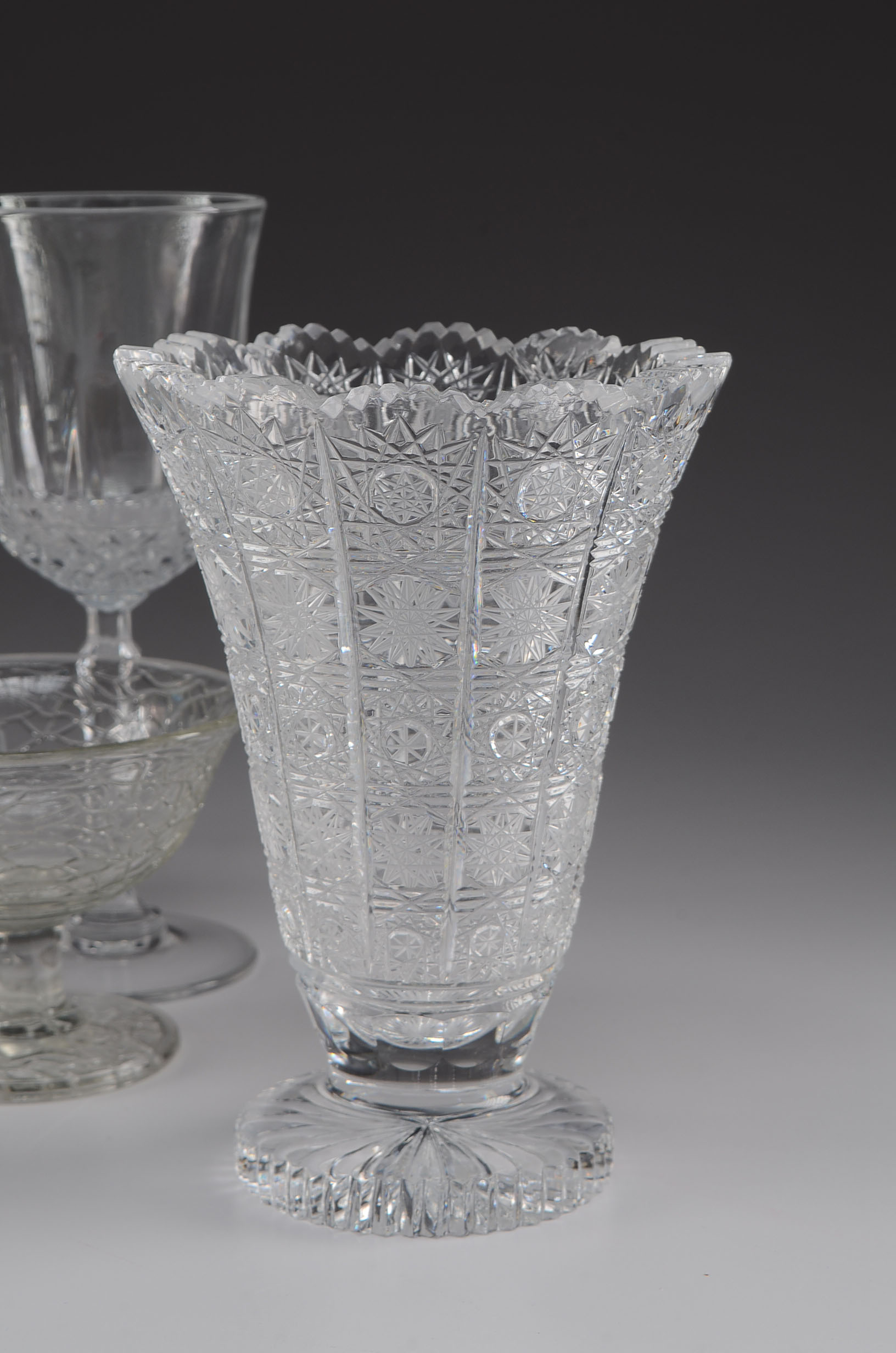 Collection of Mixed Cut Pressed and Decorative Glass