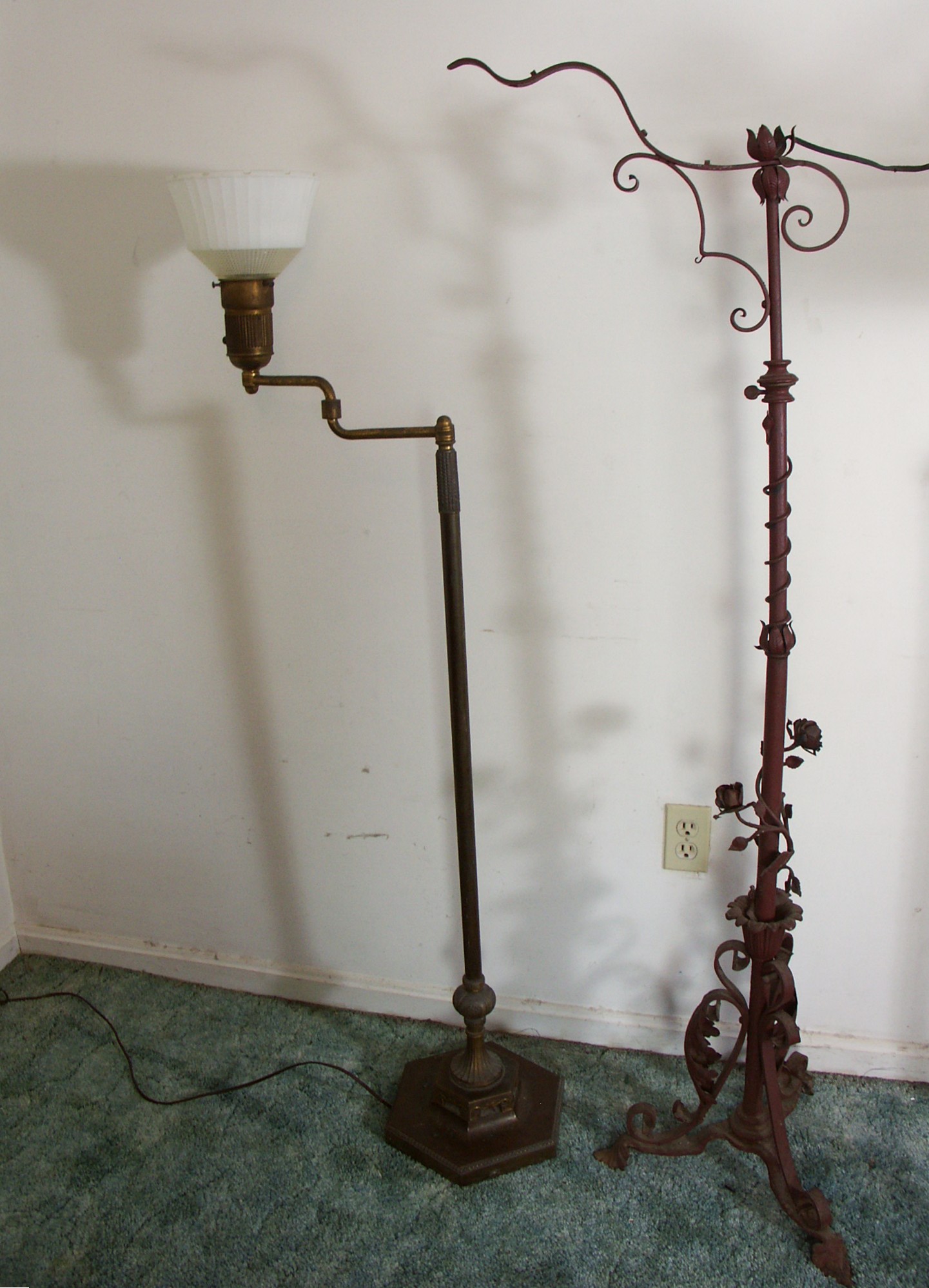 Two Vintage Metal Floor Lamps