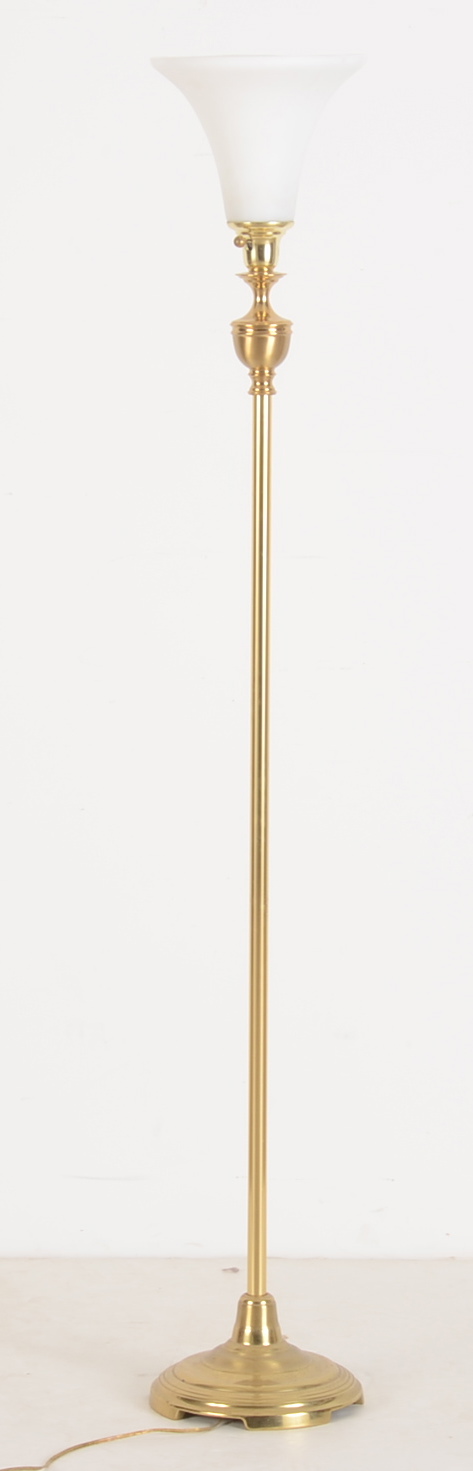 Frosted Glass and Brass Floor Lamp