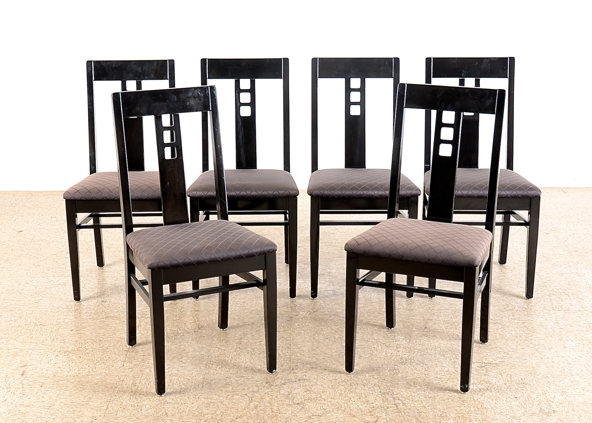 Six Black Modern Dining Chairs