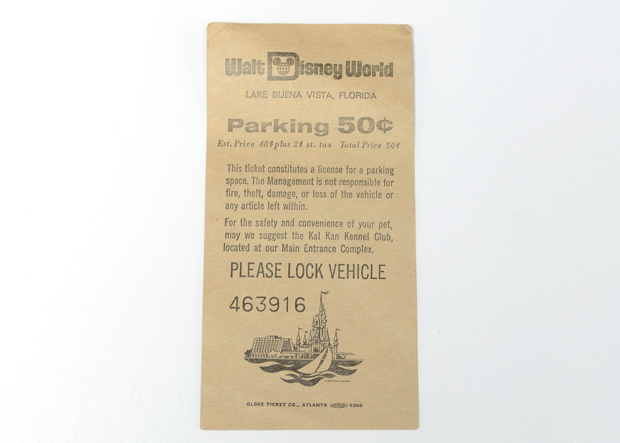 A Vintage Walt Disney World Parking Pass