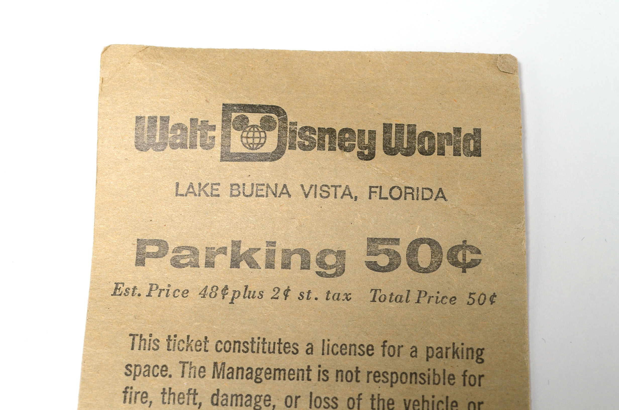 A Vintage Walt Disney World Parking Pass