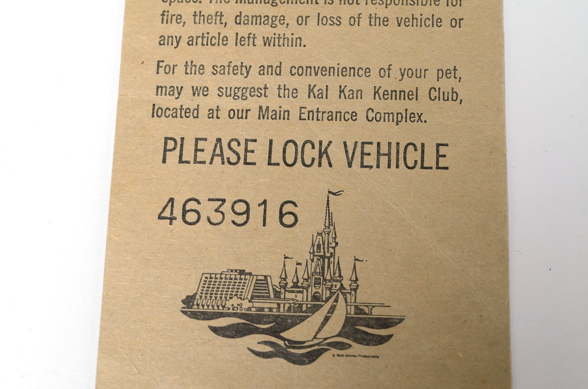 A Vintage Walt Disney World Parking Pass