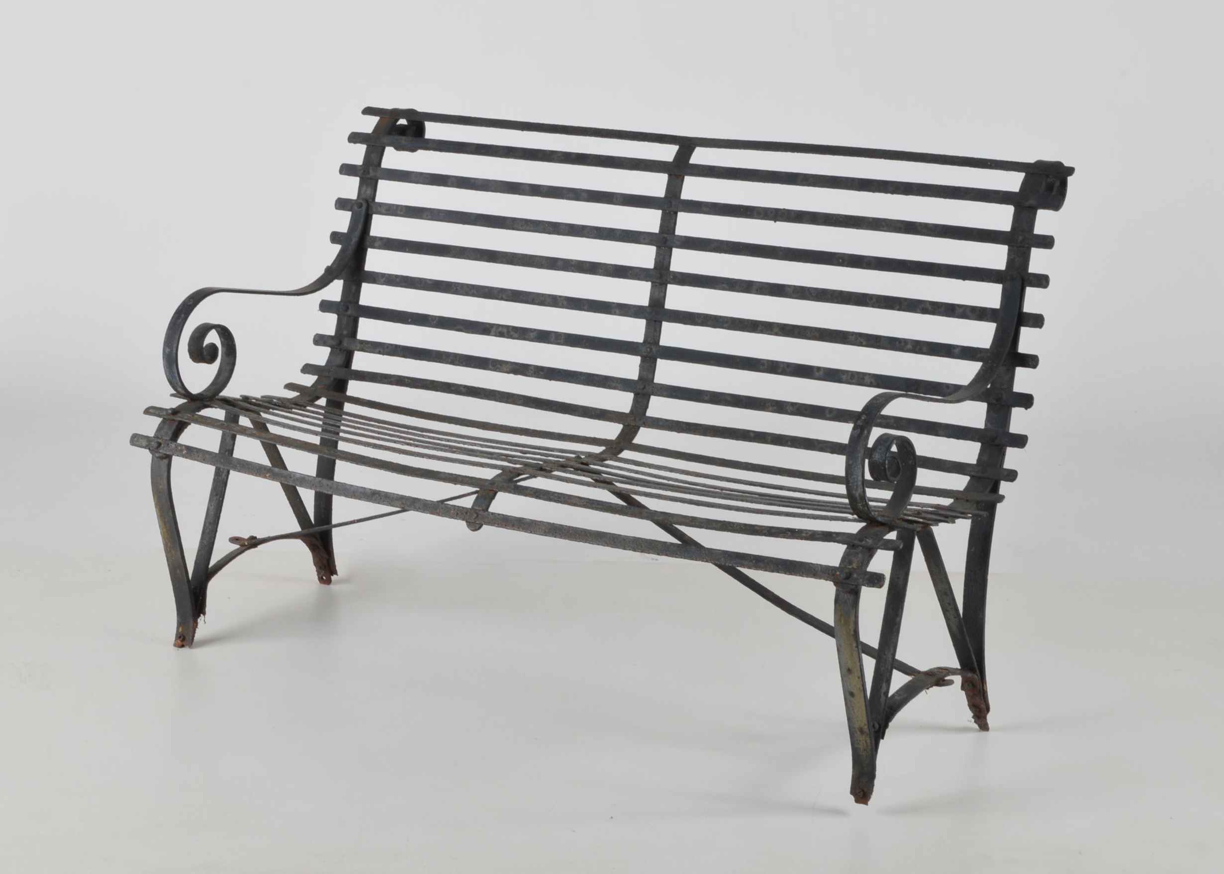 Vintage Slat Metal Bench