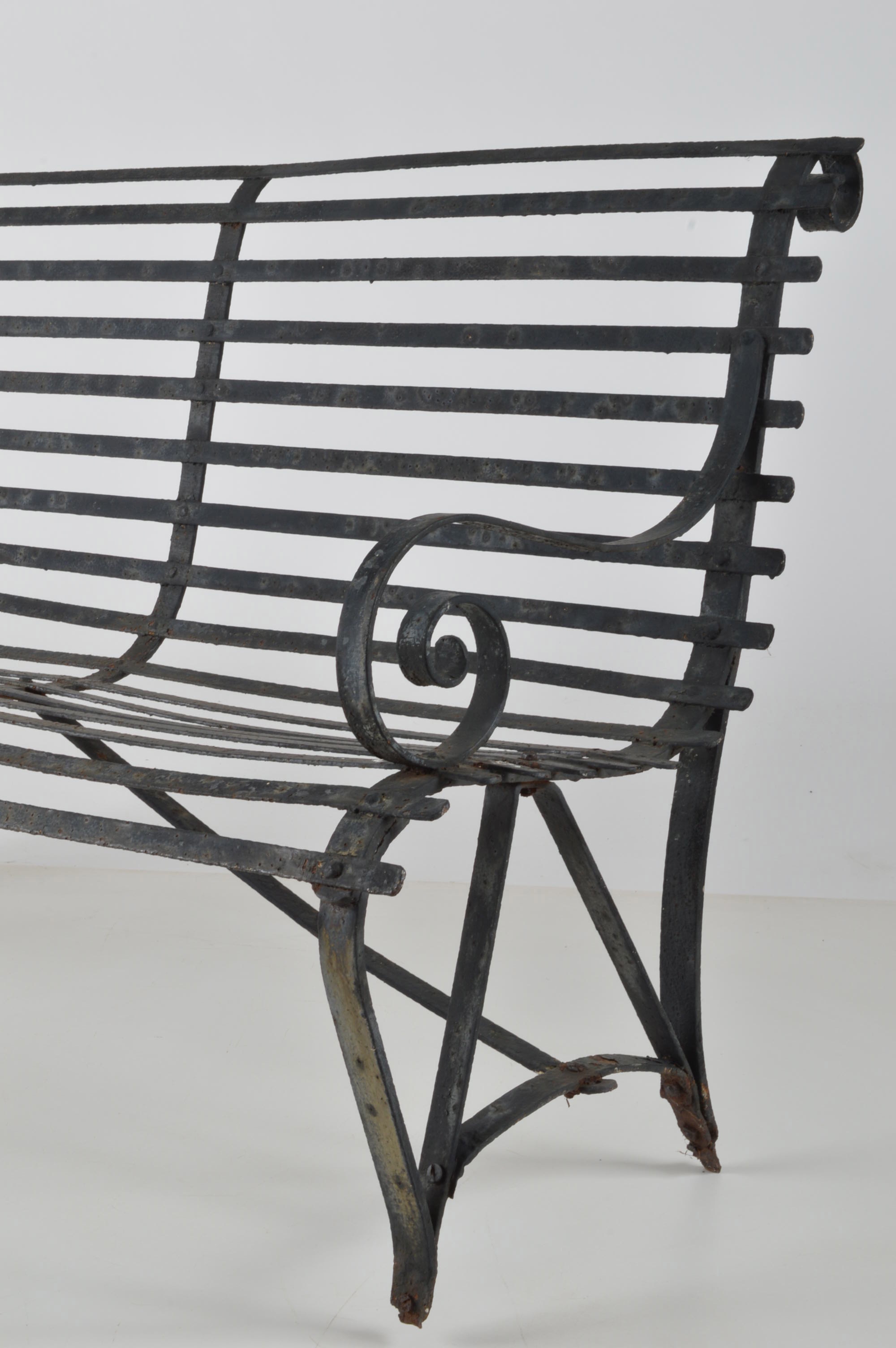 Vintage Slat Metal Bench