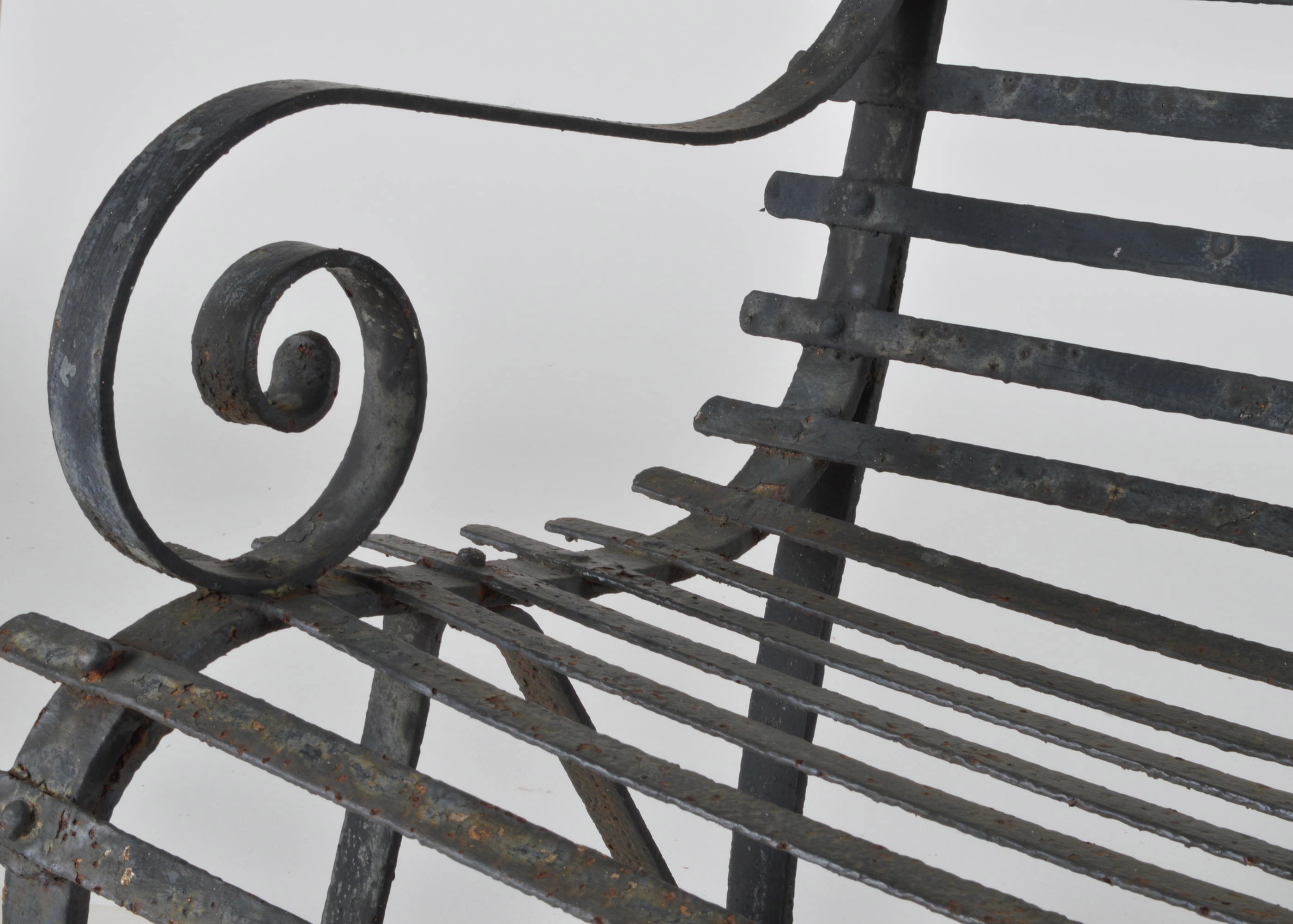 Vintage Slat Metal Bench
