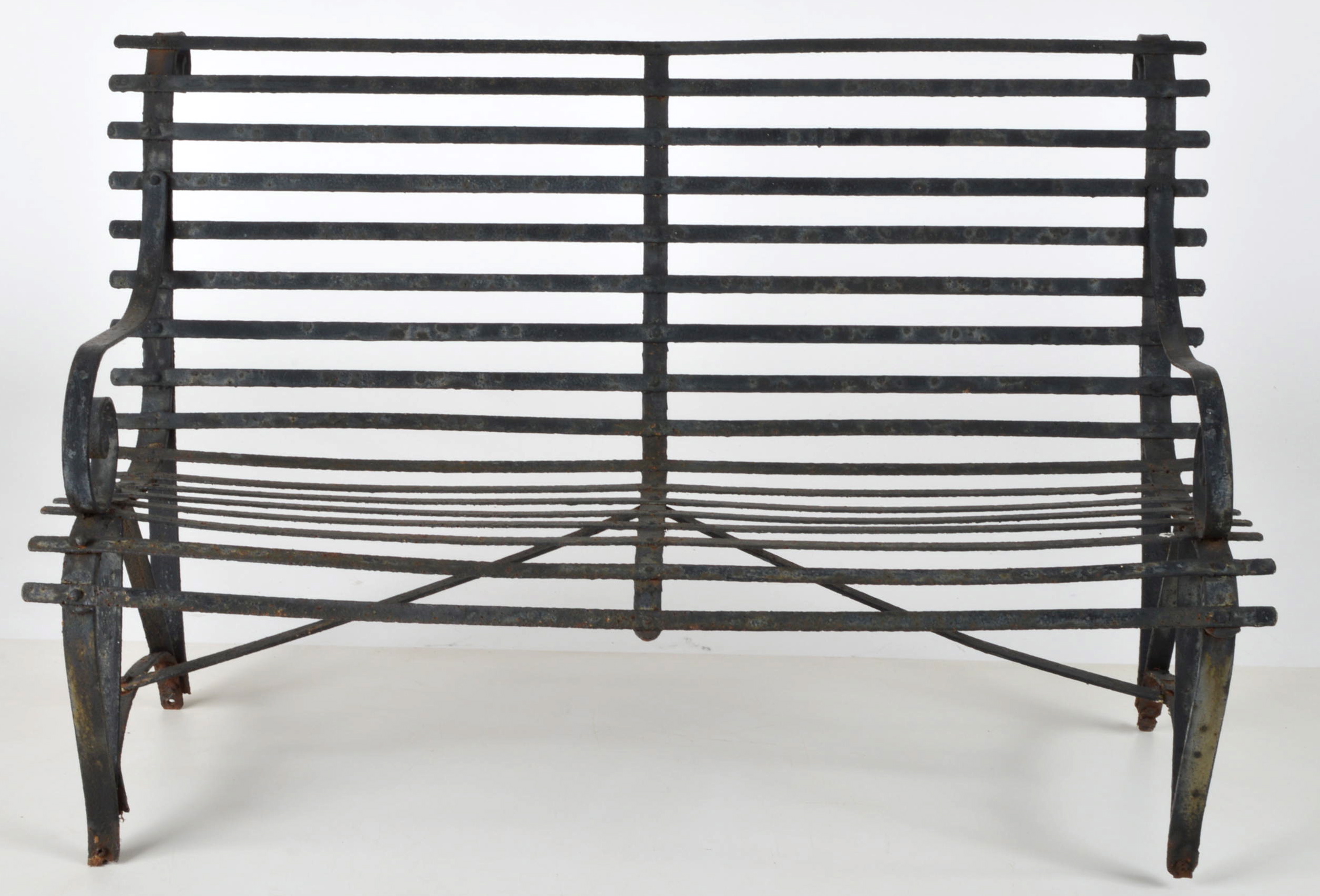 Vintage Slat Metal Bench