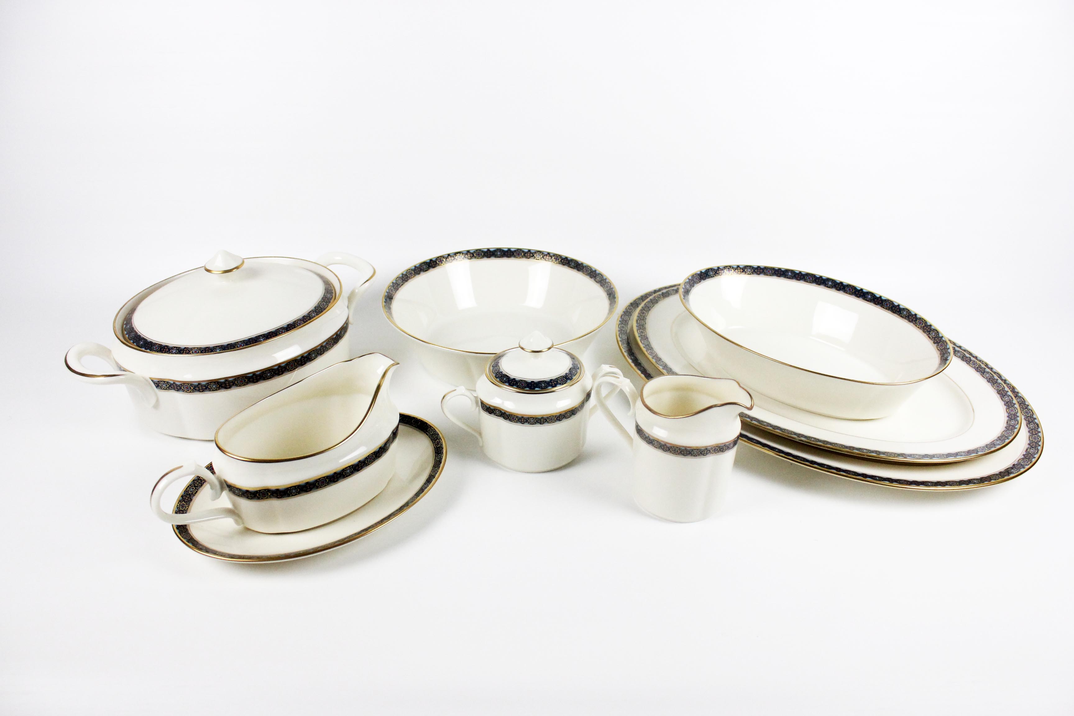 Twelve Place Setting of Gorham Fine China with Serving Pieces