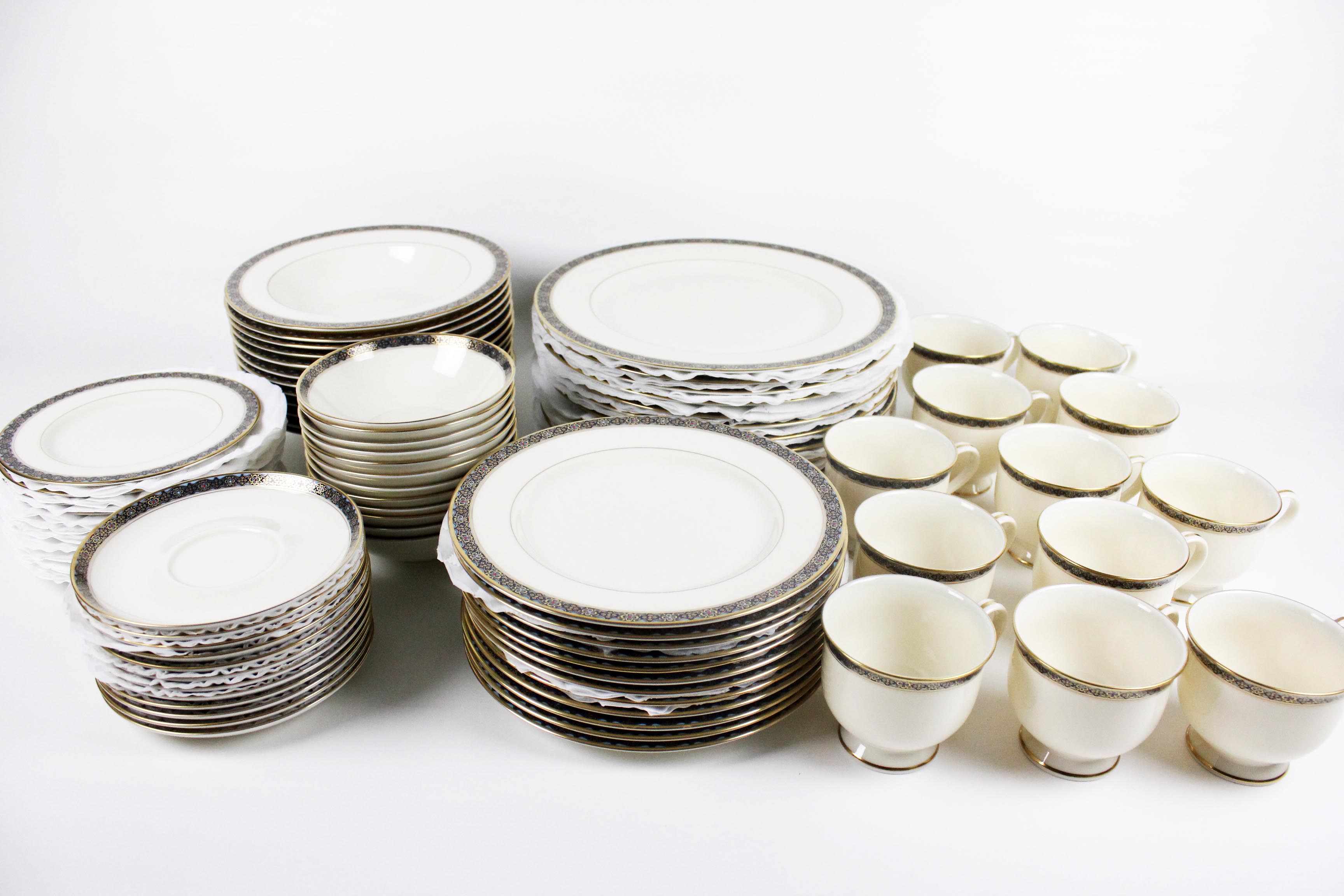 Twelve Place Setting of Gorham Fine China with Serving Pieces