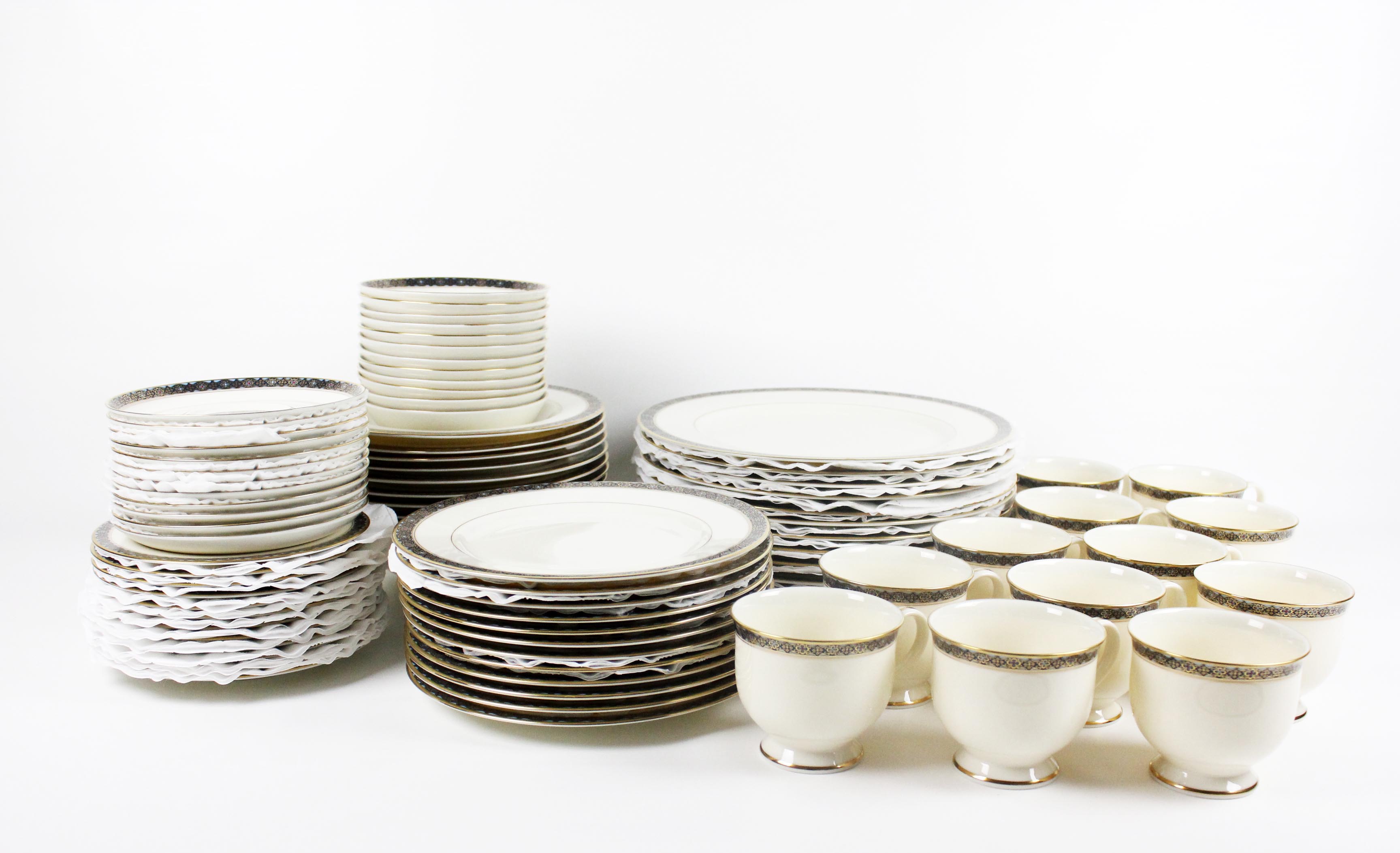 Twelve Place Setting of Gorham Fine China with Serving Pieces