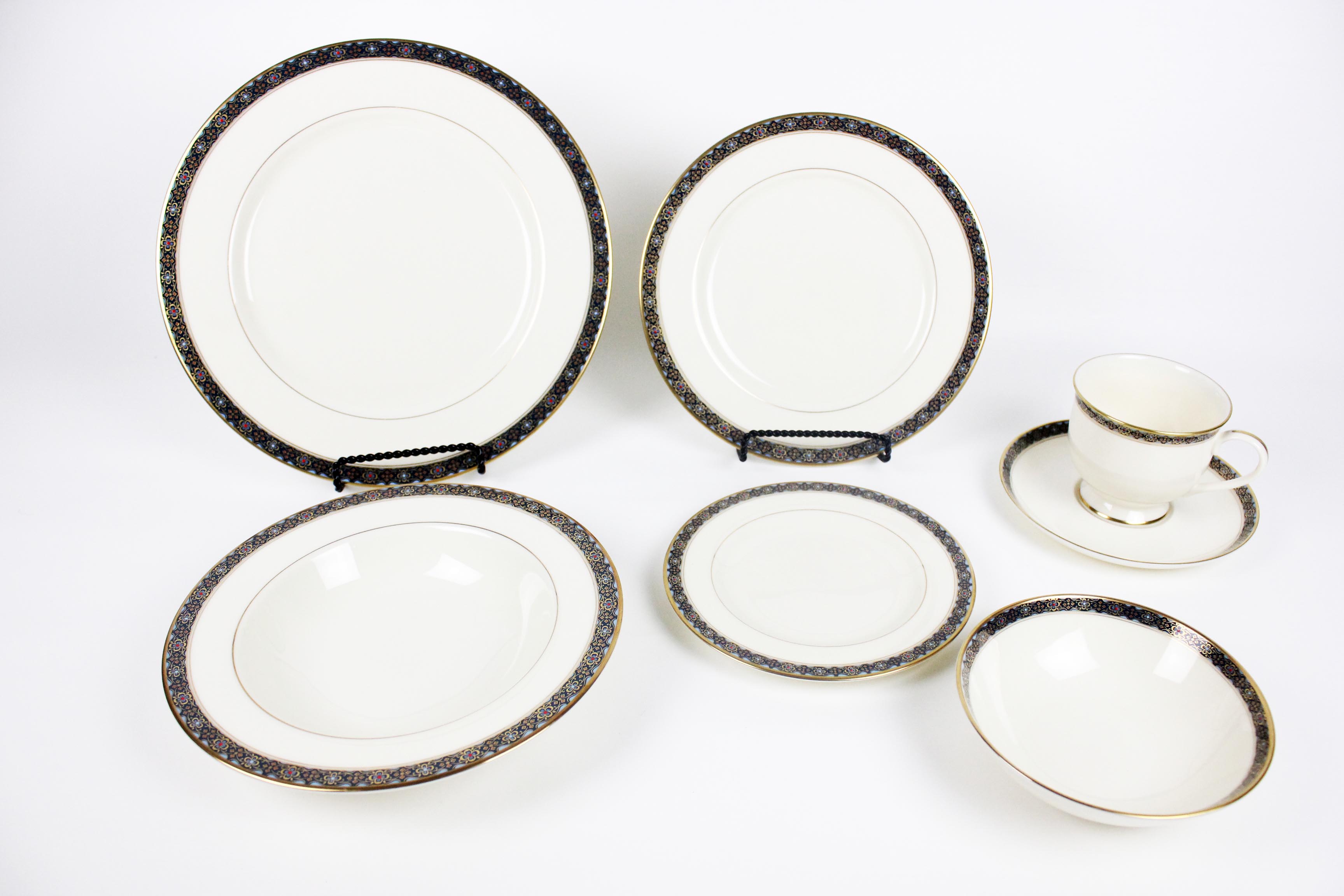 Twelve Place Setting of Gorham Fine China with Serving Pieces