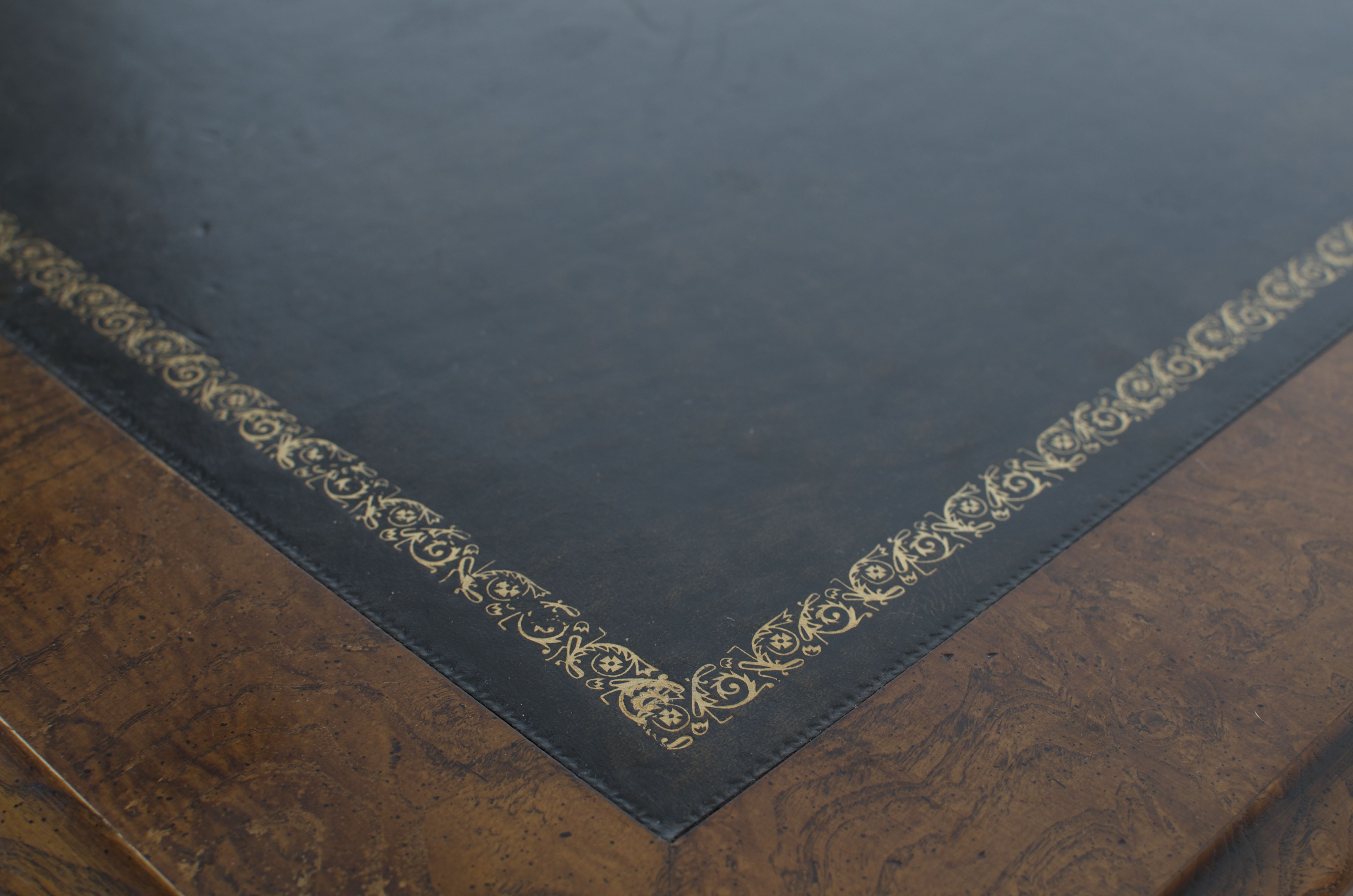 Burled Mahogany Leather Top Executive Desk