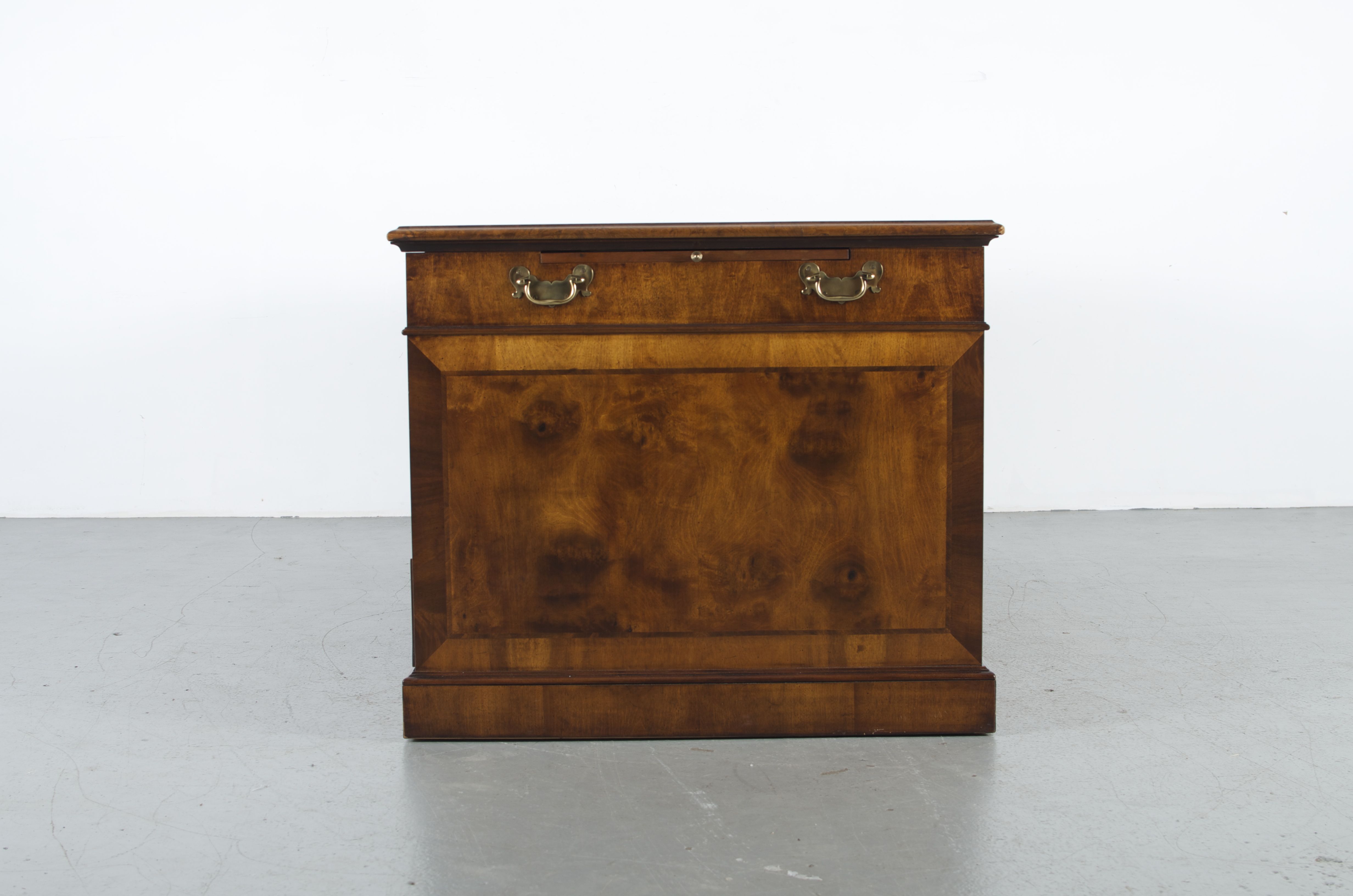 Burled Mahogany Leather Top Executive Desk