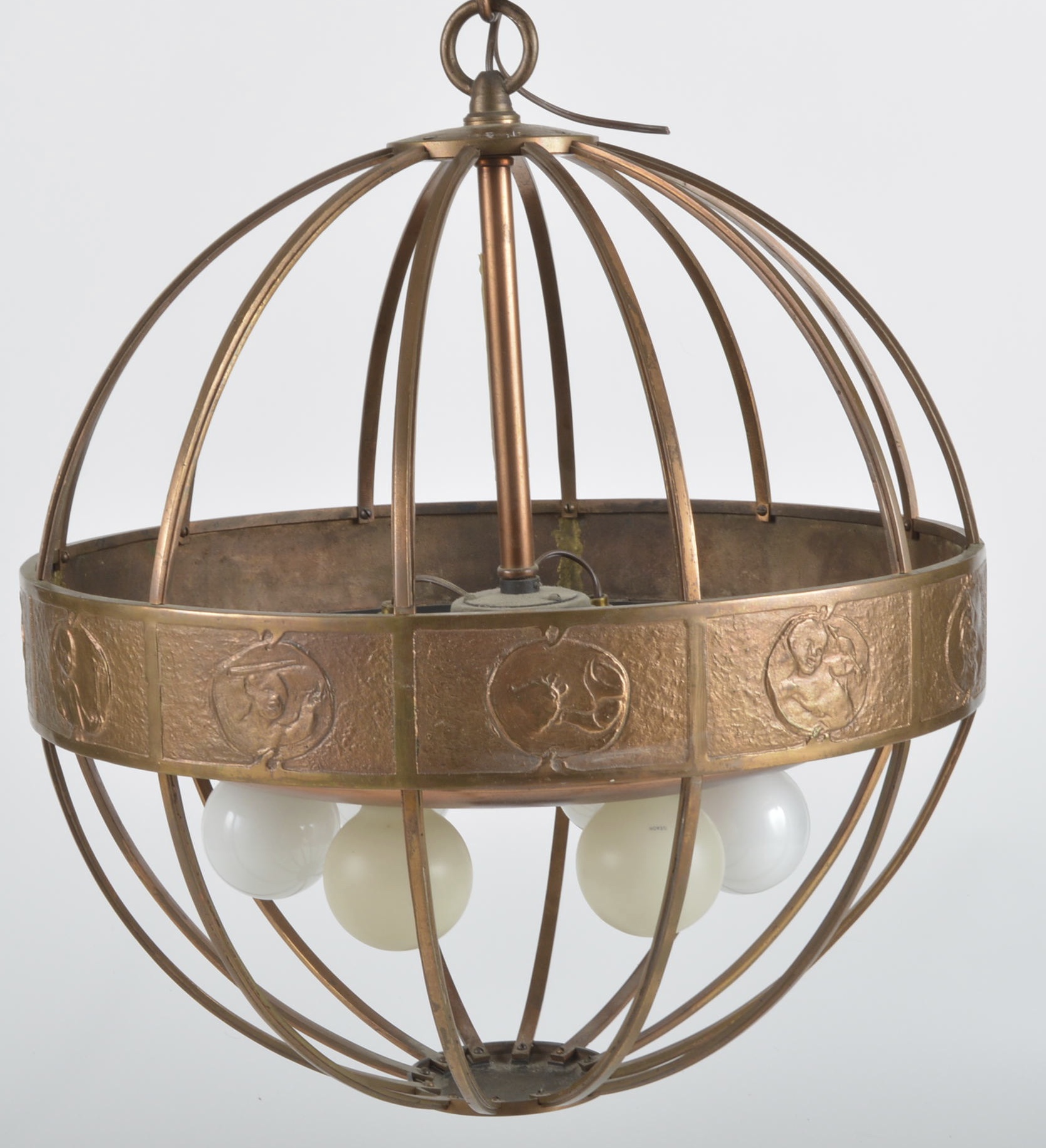 Vintage Orb Shaped Metal Chandelier
