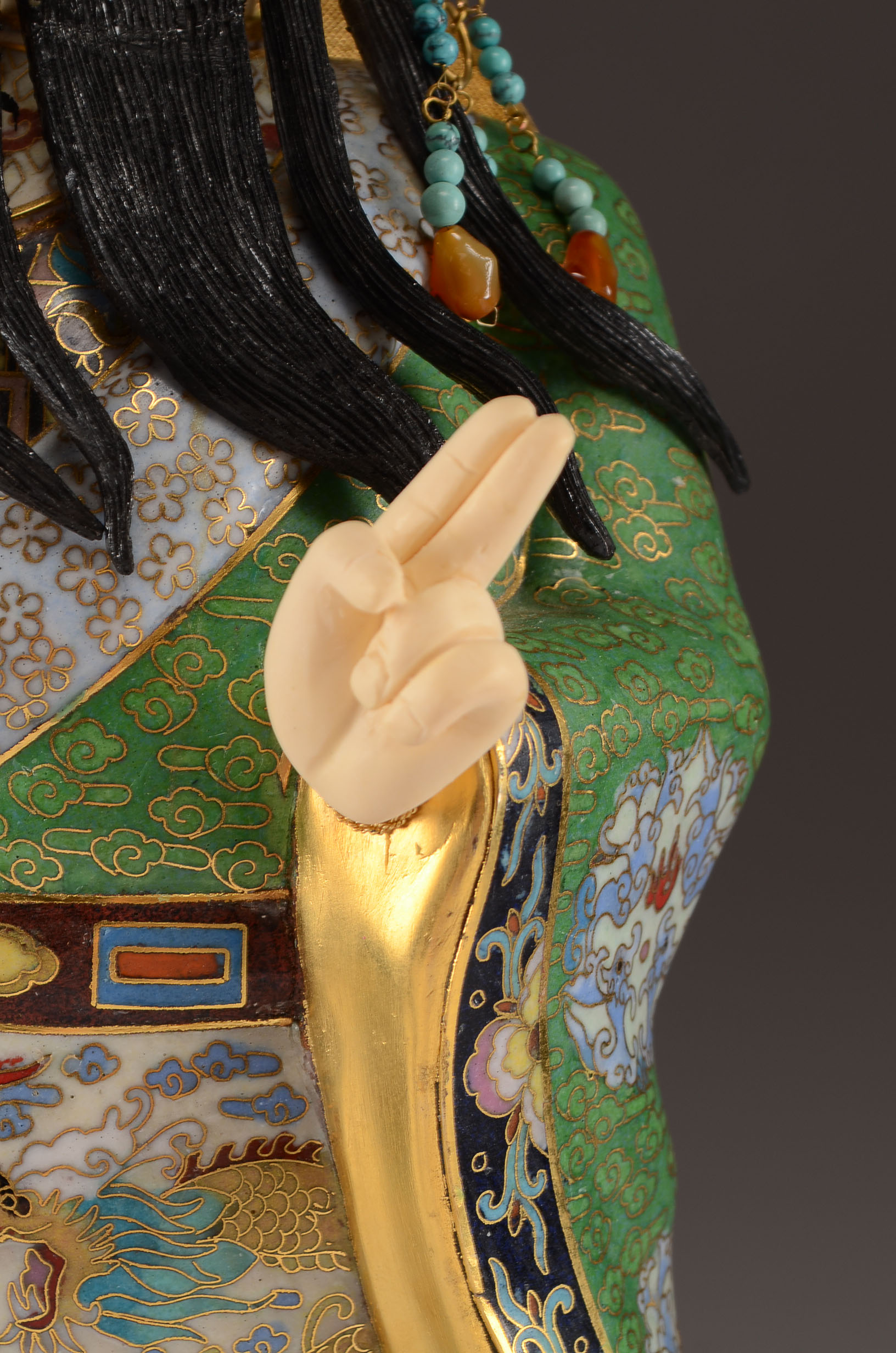 Stunning Chinese Cloisonne Depiction of Warrior Guan Yu