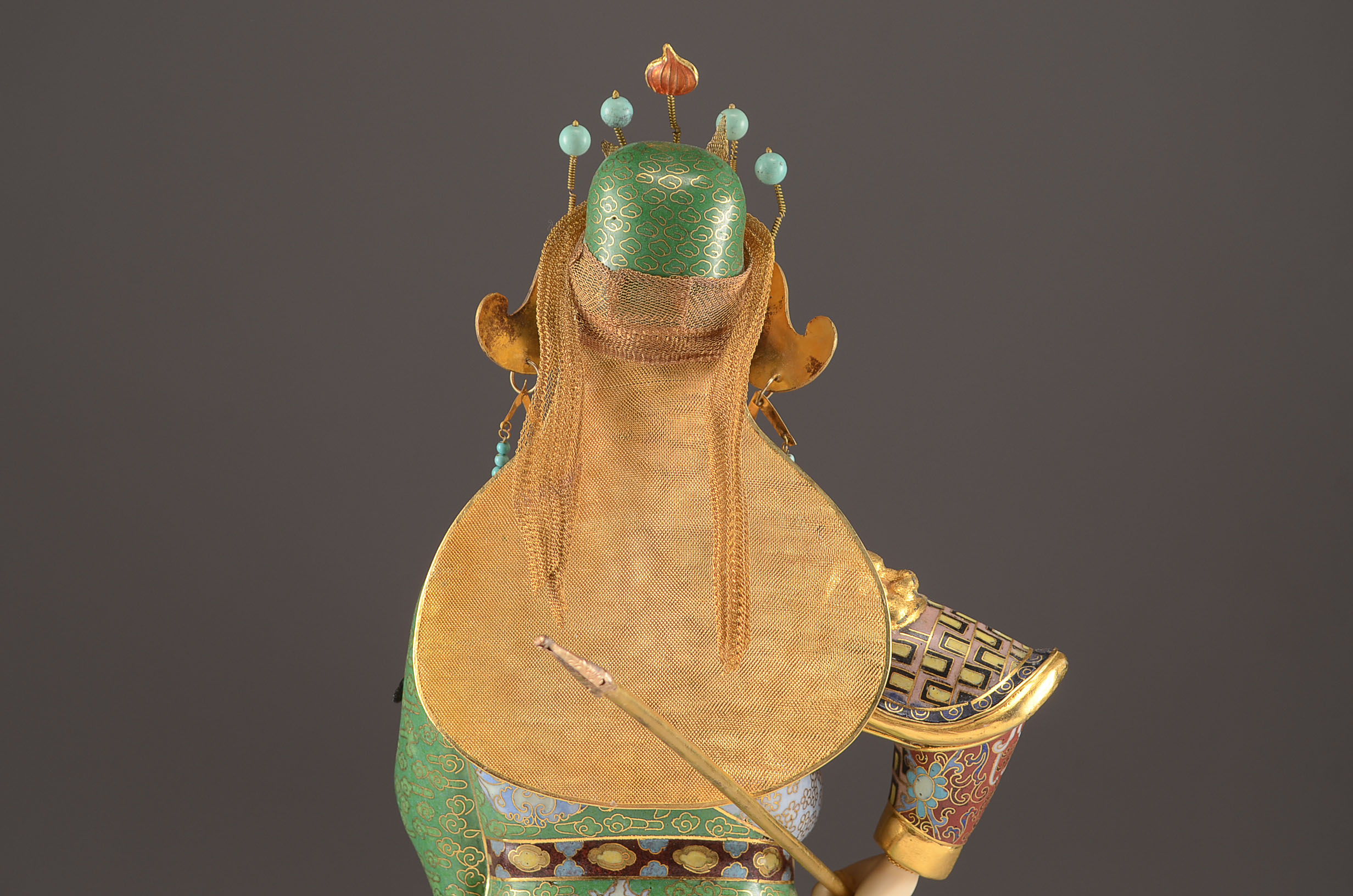 Stunning Chinese Cloisonne Depiction of Warrior Guan Yu