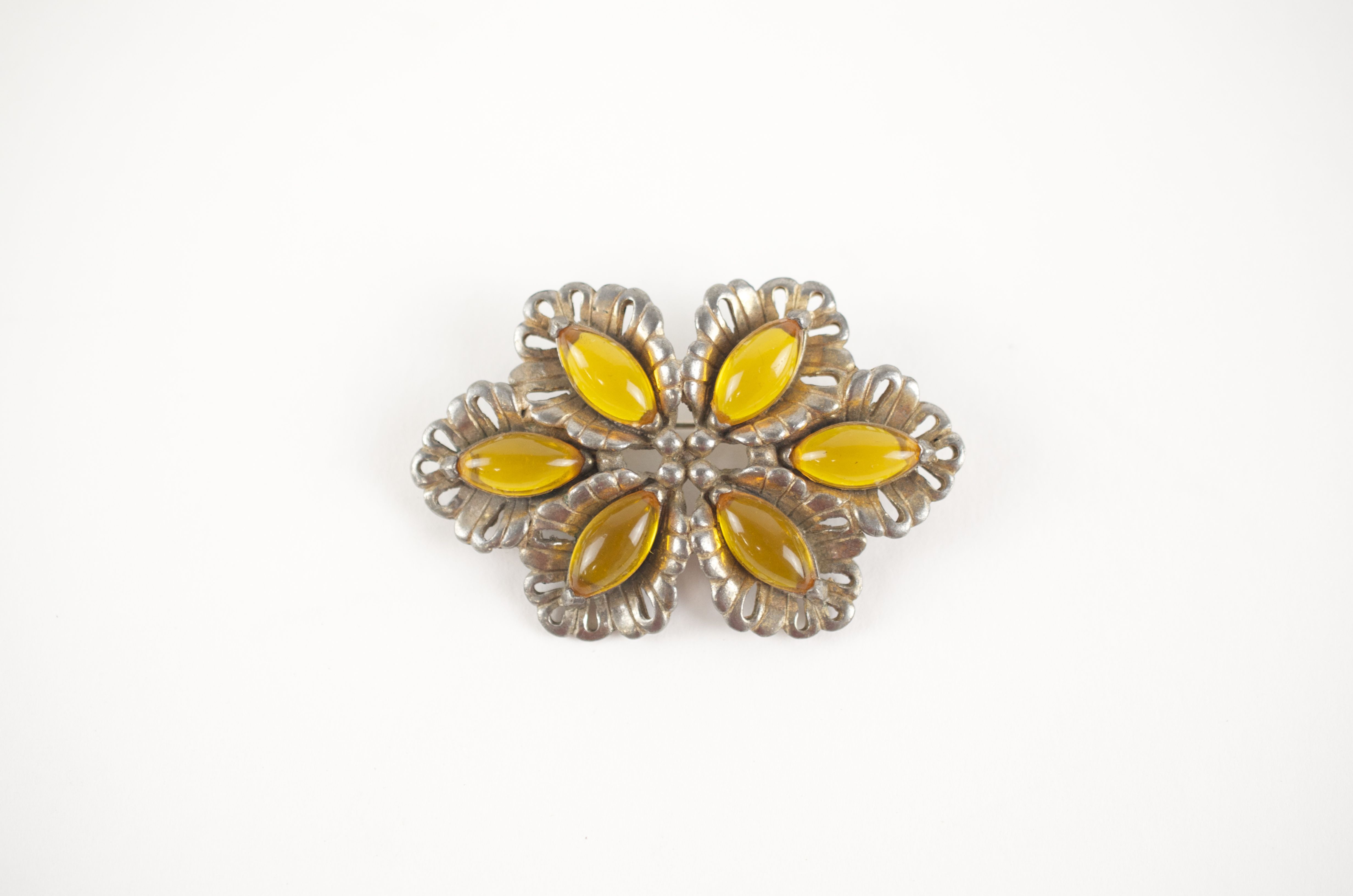 Paul Sargent 24KP Vintage Amber Brooch