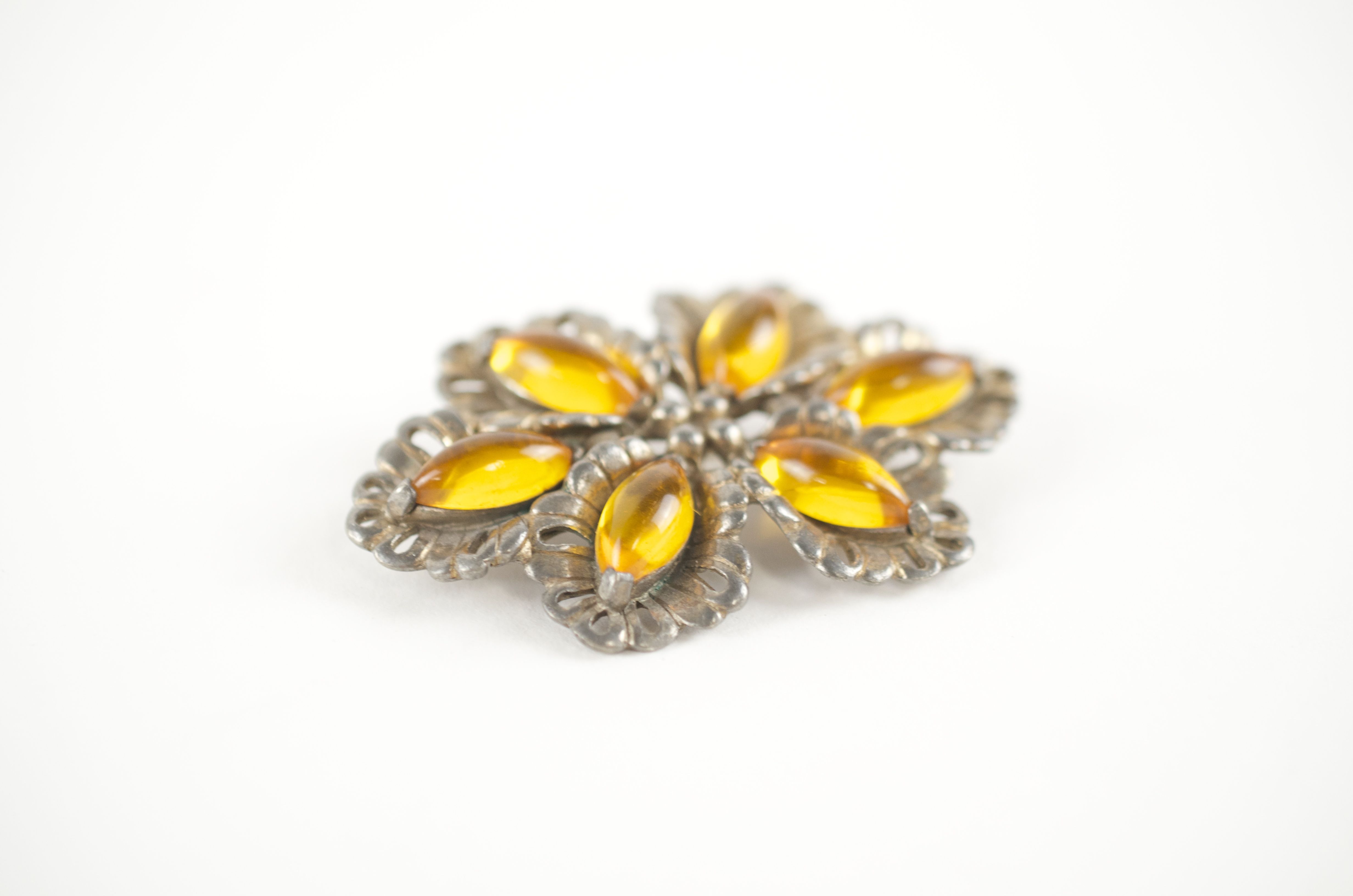 Paul Sargent 24KP Vintage Amber Brooch