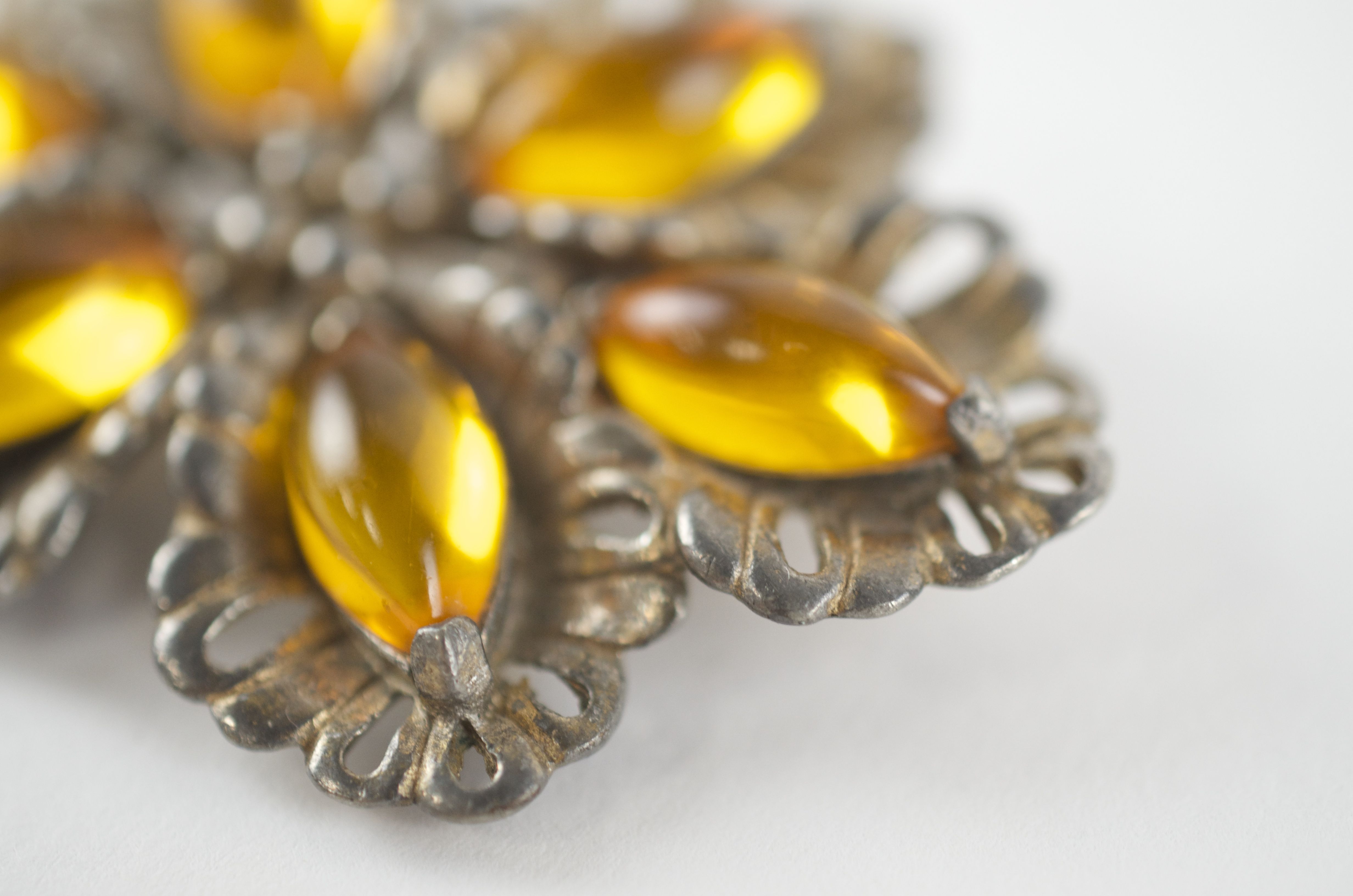 Paul Sargent 24KP Vintage Amber Brooch