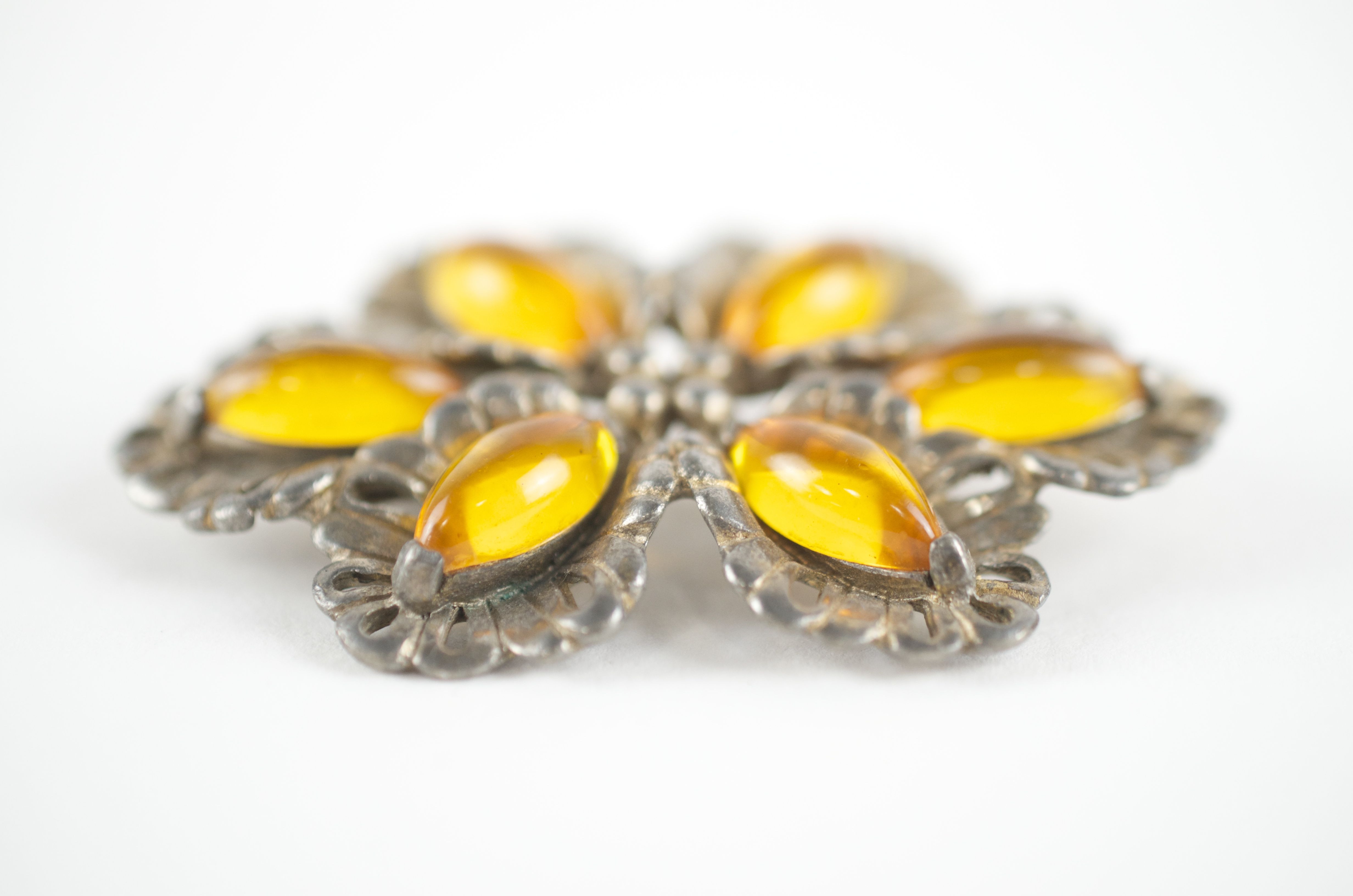 Paul Sargent 24KP Vintage Amber Brooch