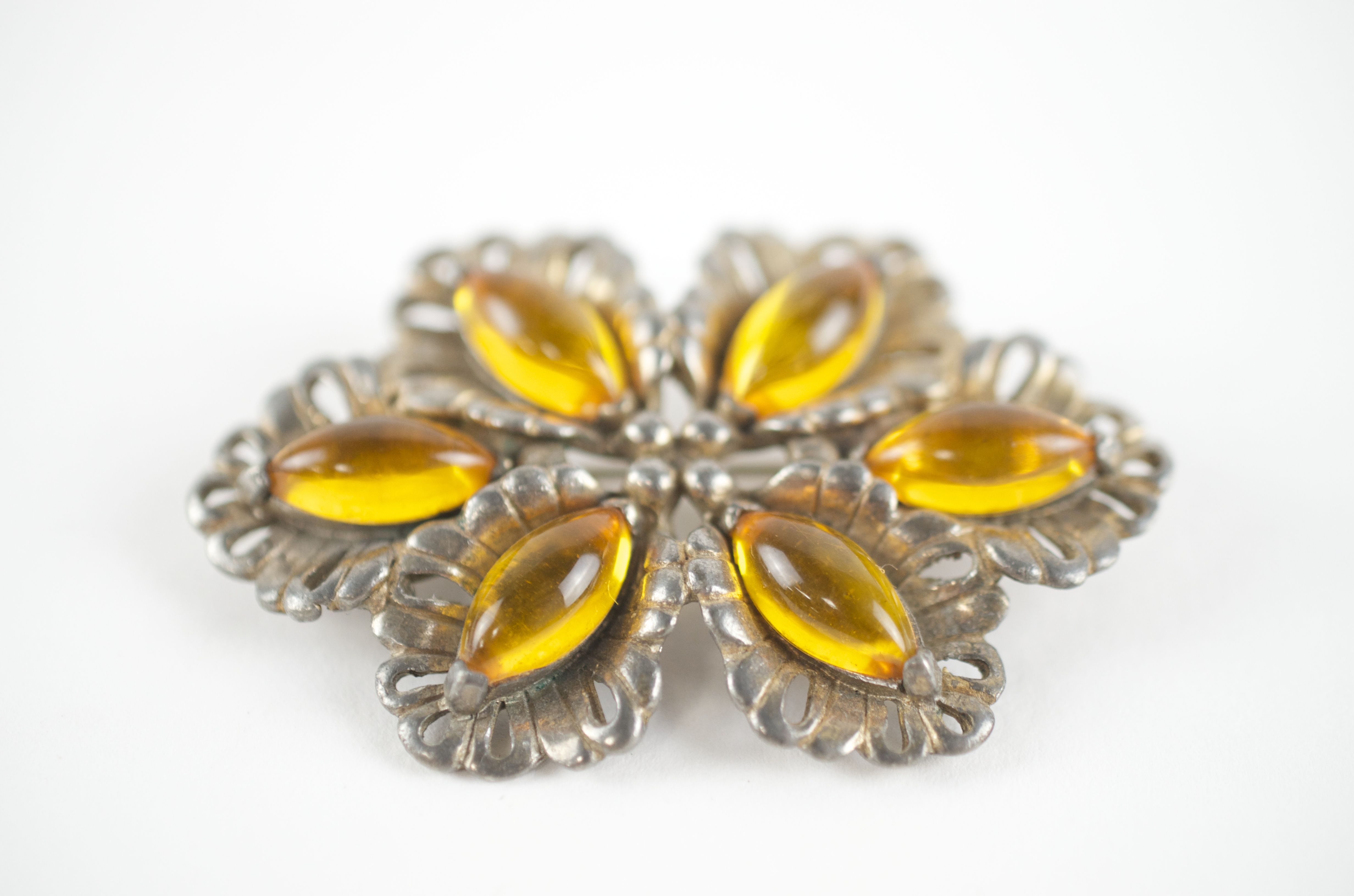 Paul Sargent 24KP Vintage Amber Brooch