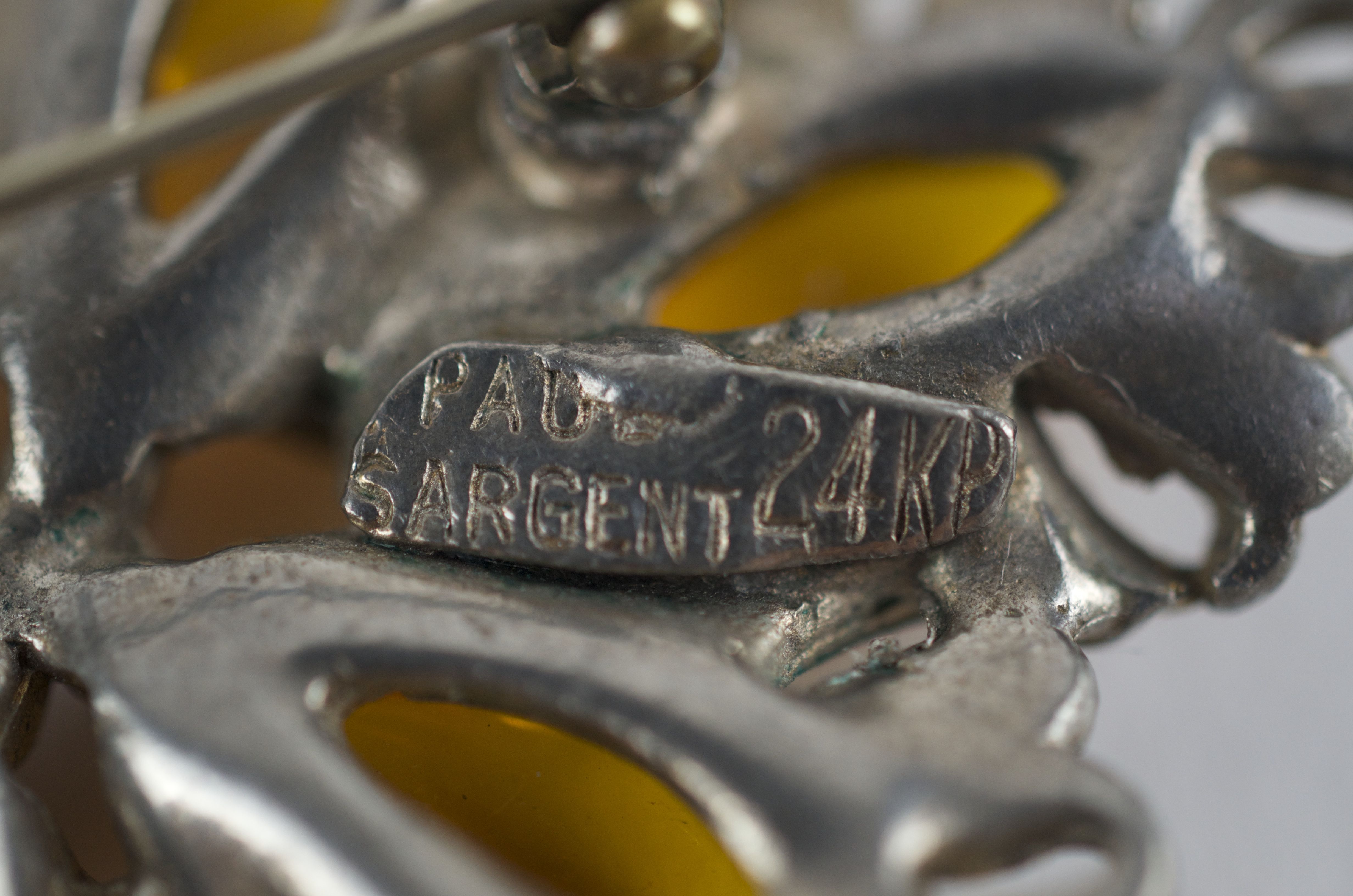 Paul Sargent 24KP Vintage Amber Brooch