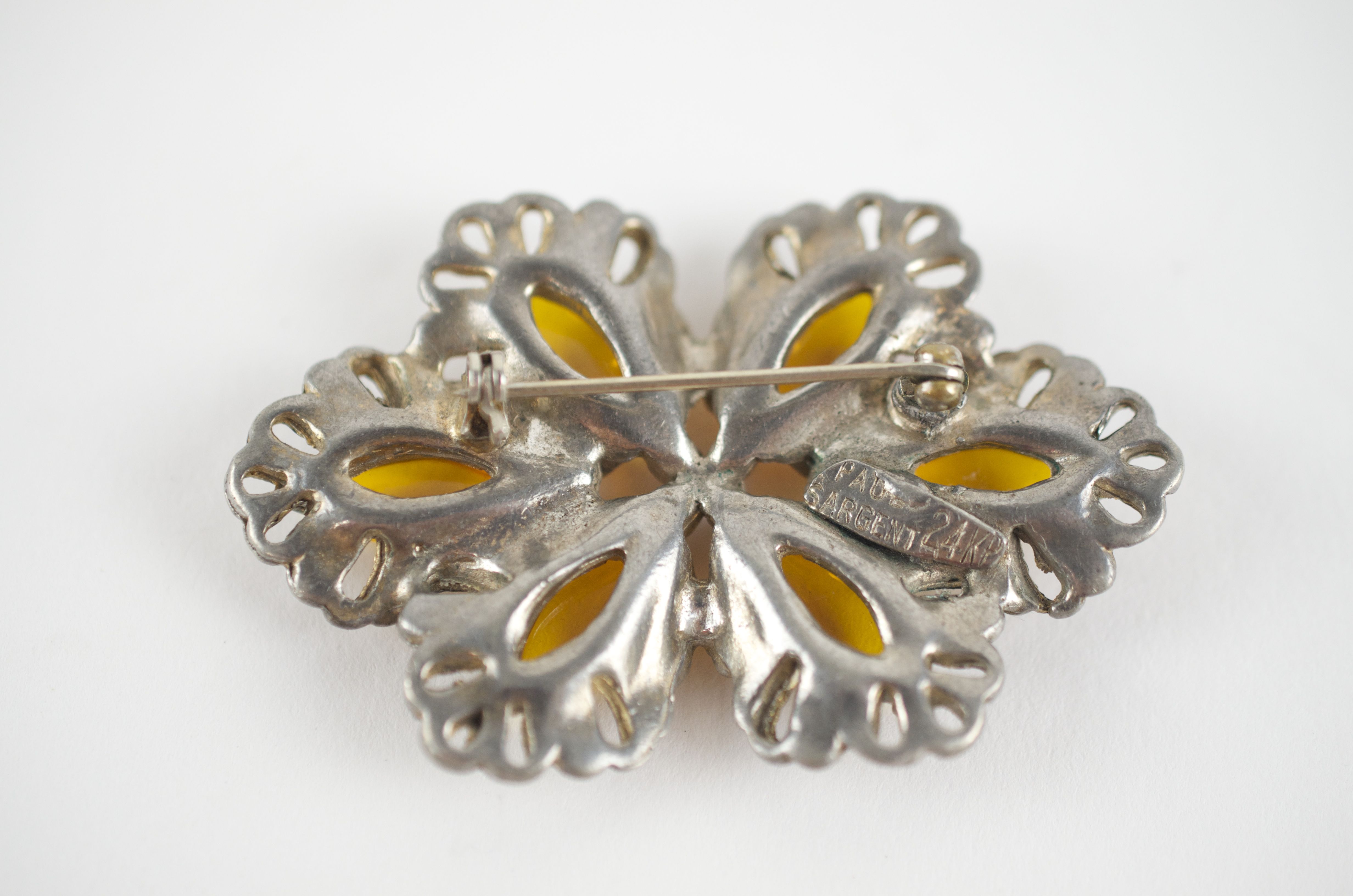 Paul Sargent 24KP Vintage Amber Brooch