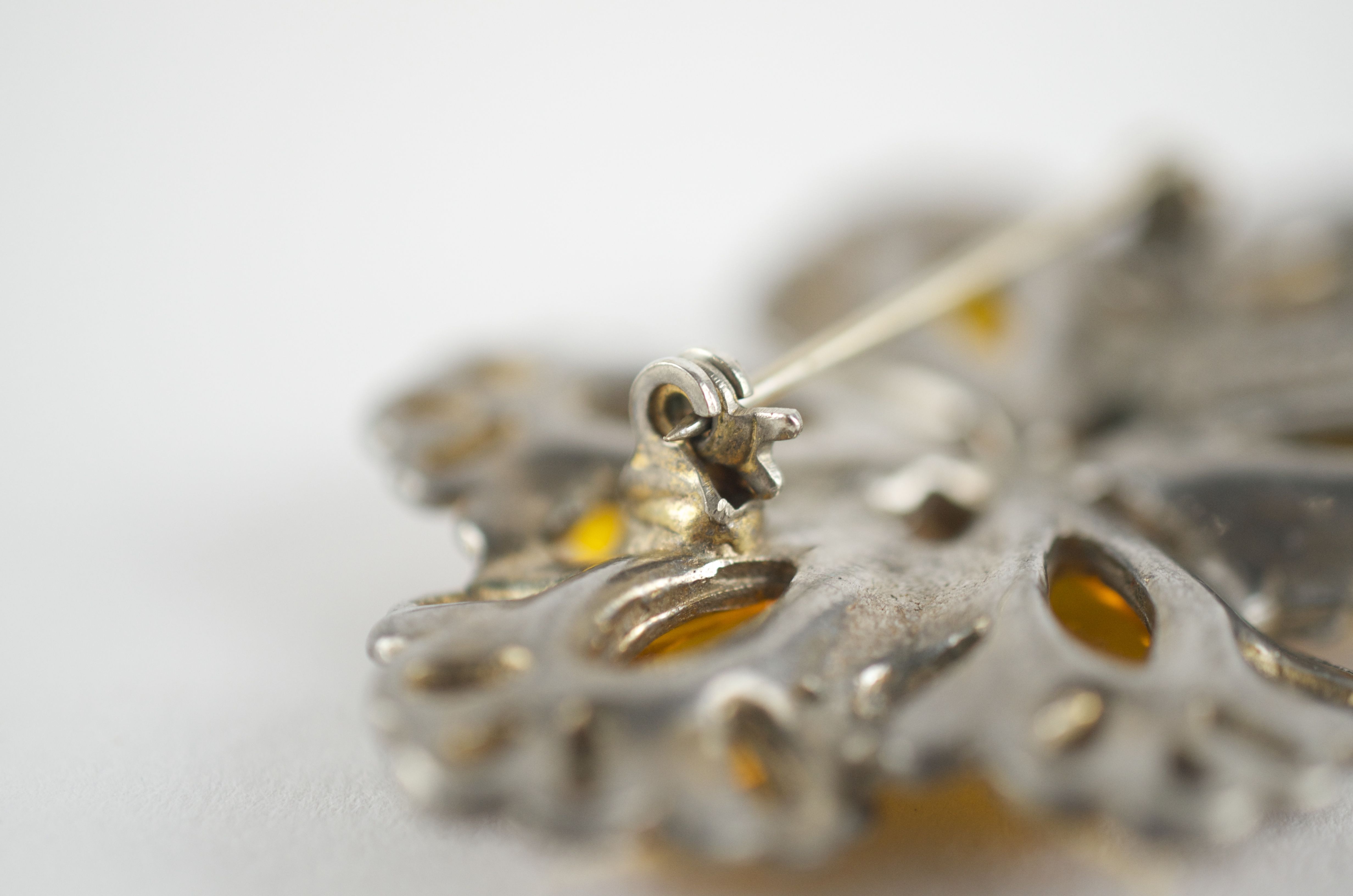 Paul Sargent 24KP Vintage Amber Brooch