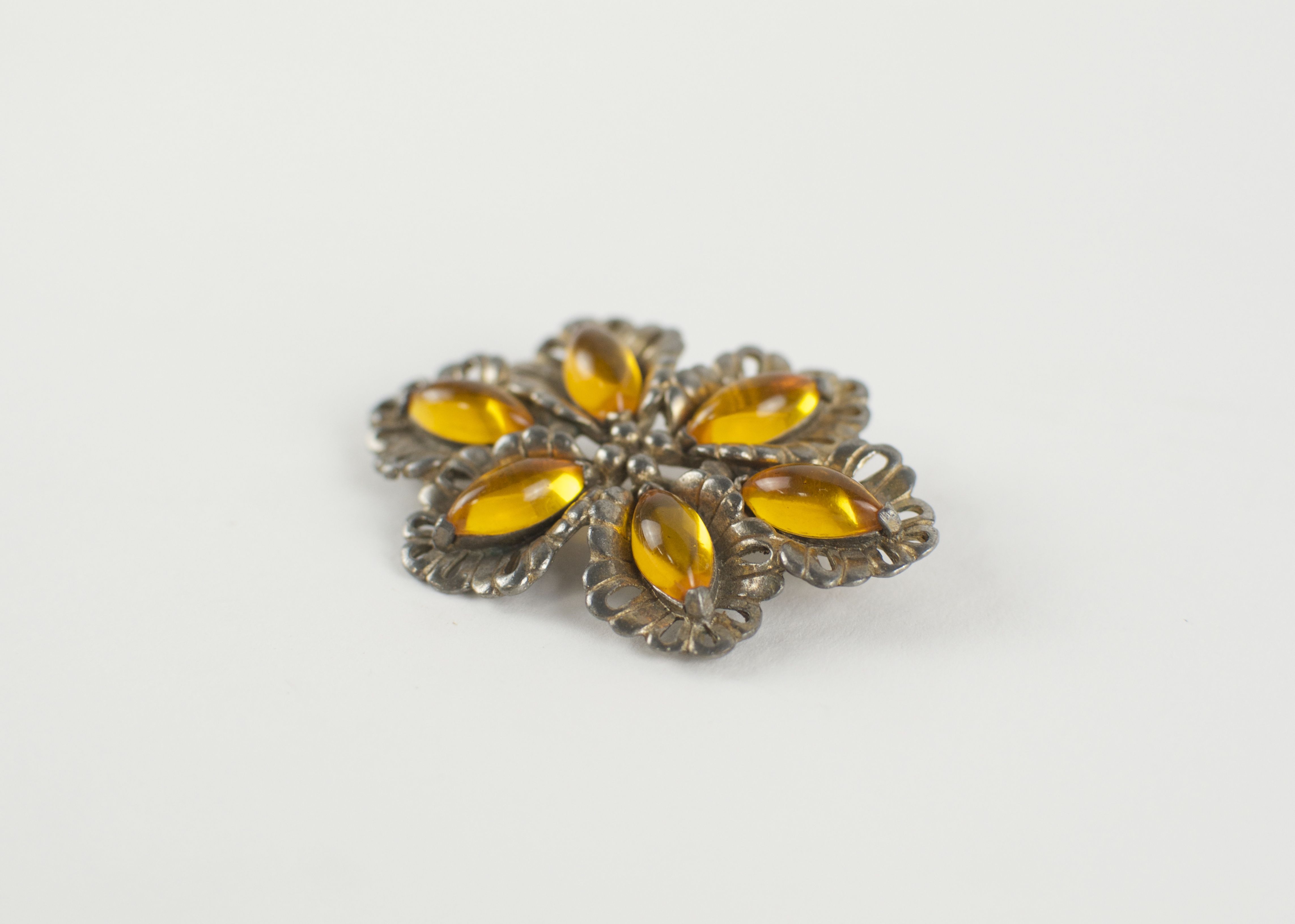 Paul Sargent 24KP Vintage Amber Brooch