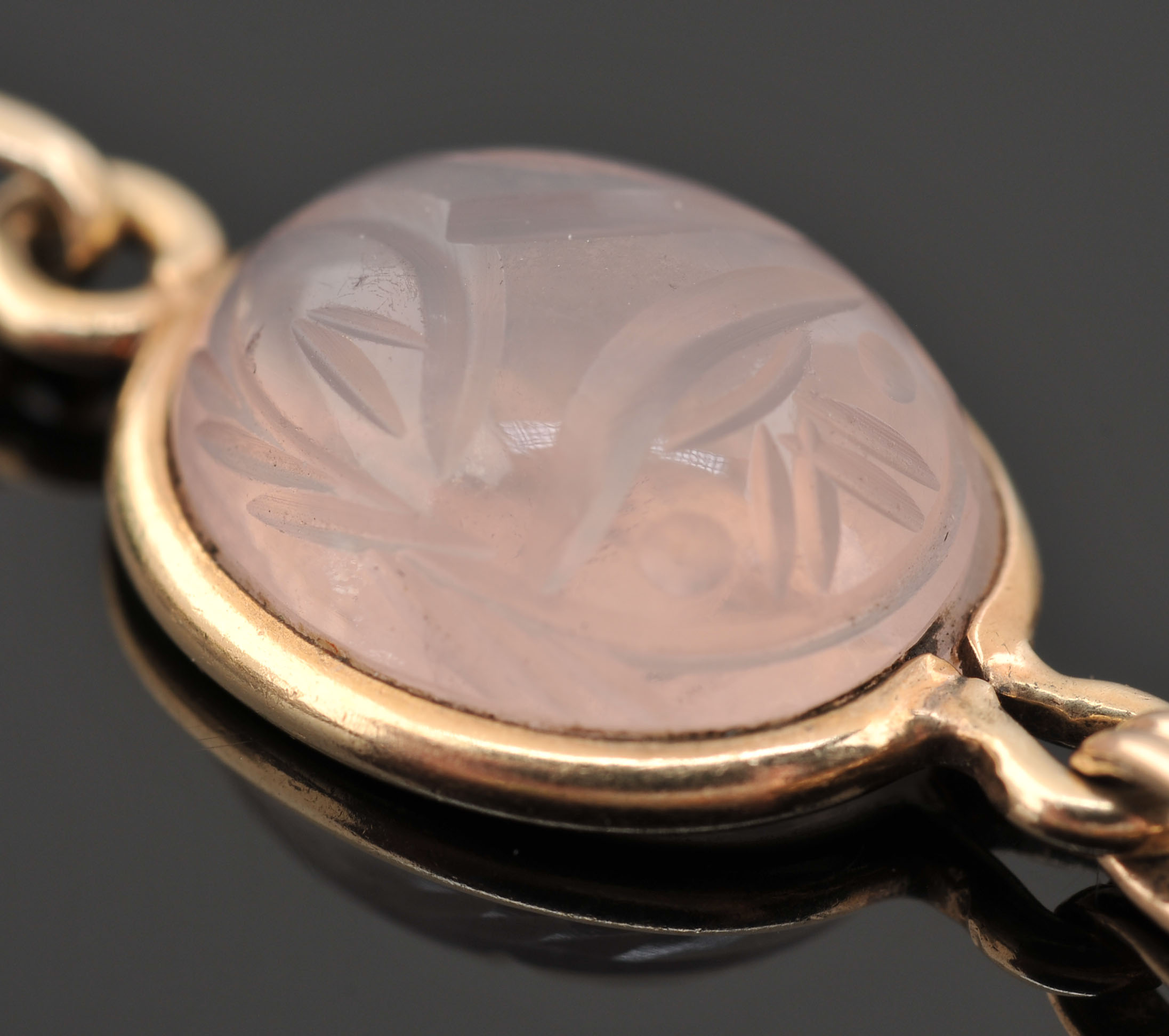 14 K Yellow Gold Multi-Color Carved Stone Scarab Bracelet