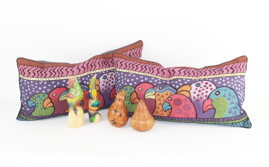 Carved and Hand Painted Art and Tapestry Pillows